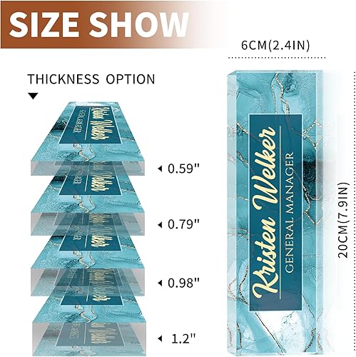 Miniatura 7 de Placa de identificación para escritorio, placa de nombre de escritorio personalizada, decoración de oficina cian para mujeres y hombres, accesorios