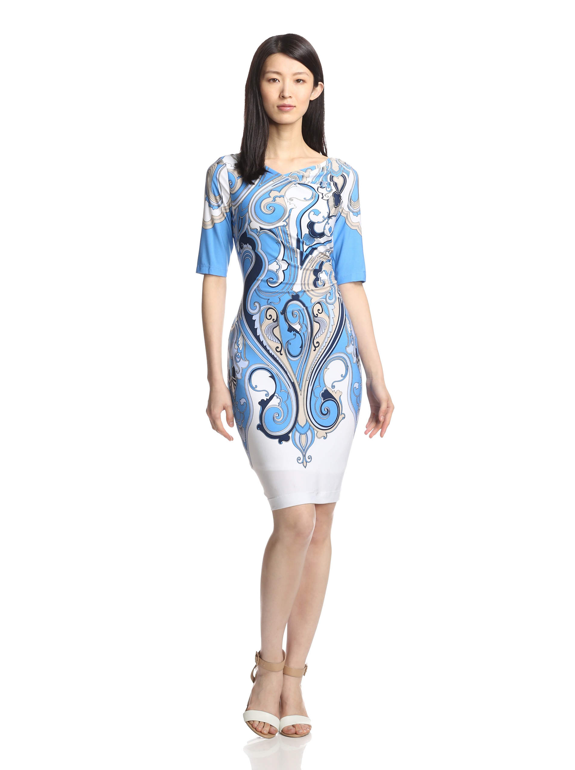 Taylor Dresses Women's 3/4 Sleeve Printed Jersey Dress