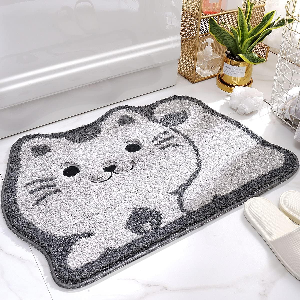 Molesun Cute Animal Bathroom Rug Absorbent Microfiber Bath Rug Non-Slip Soft Shower Rug Plush Shaggy Bath Mats for