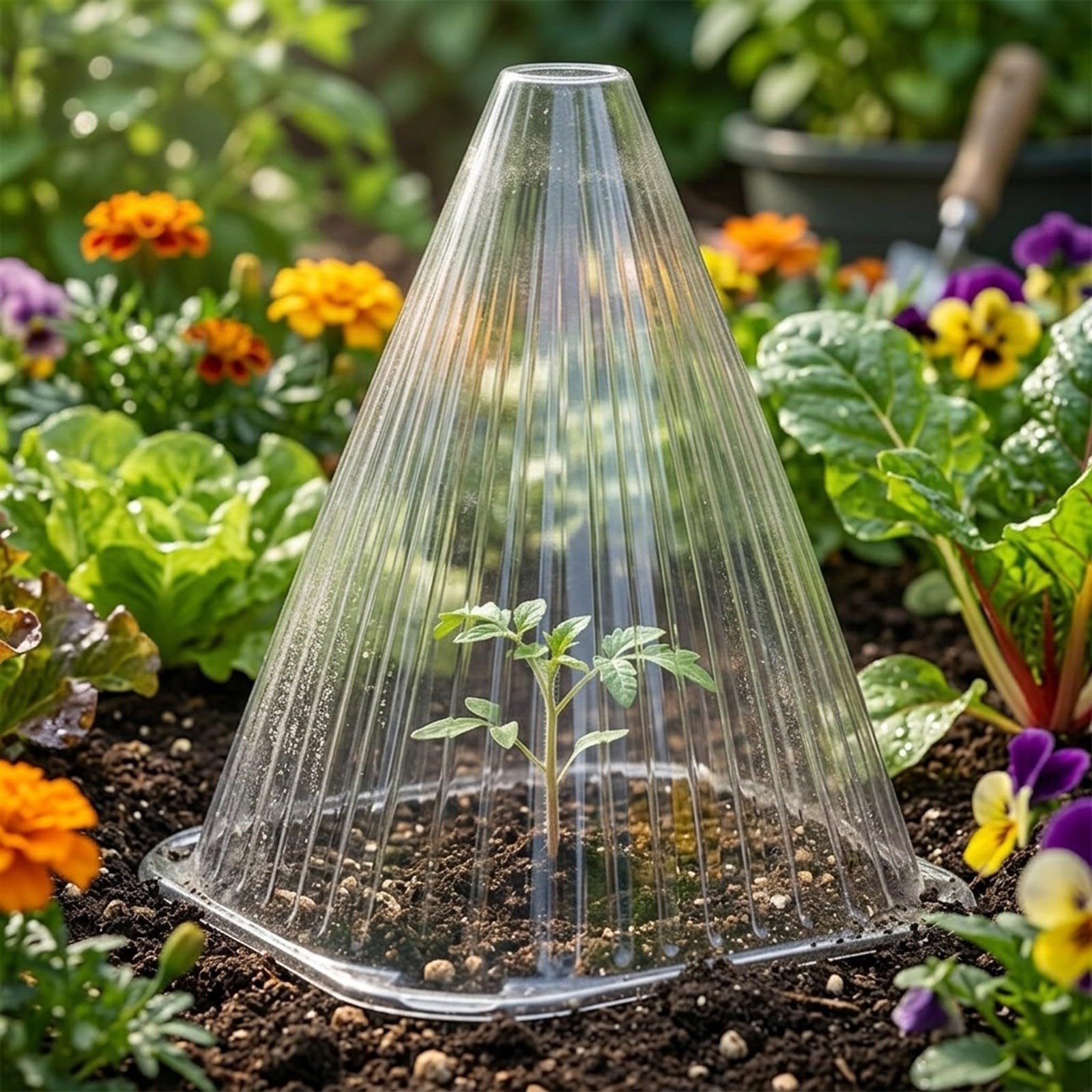 Reusable Plant Bell Covers Transparent PVC Garden Cloches Against Sun, Snow