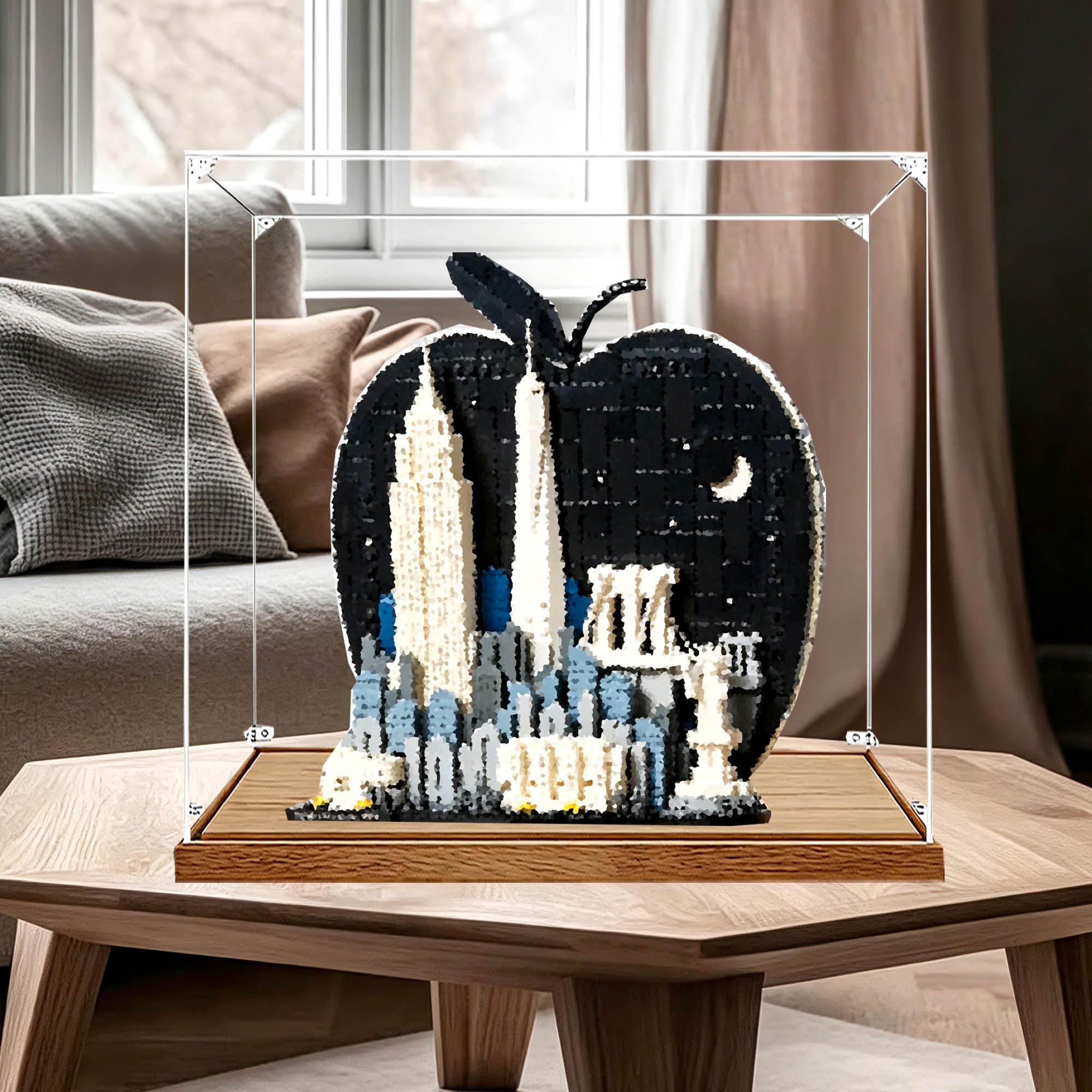 Vetrina compatibile con Le-go 21066 Big Apple Set (legno 2 mm)