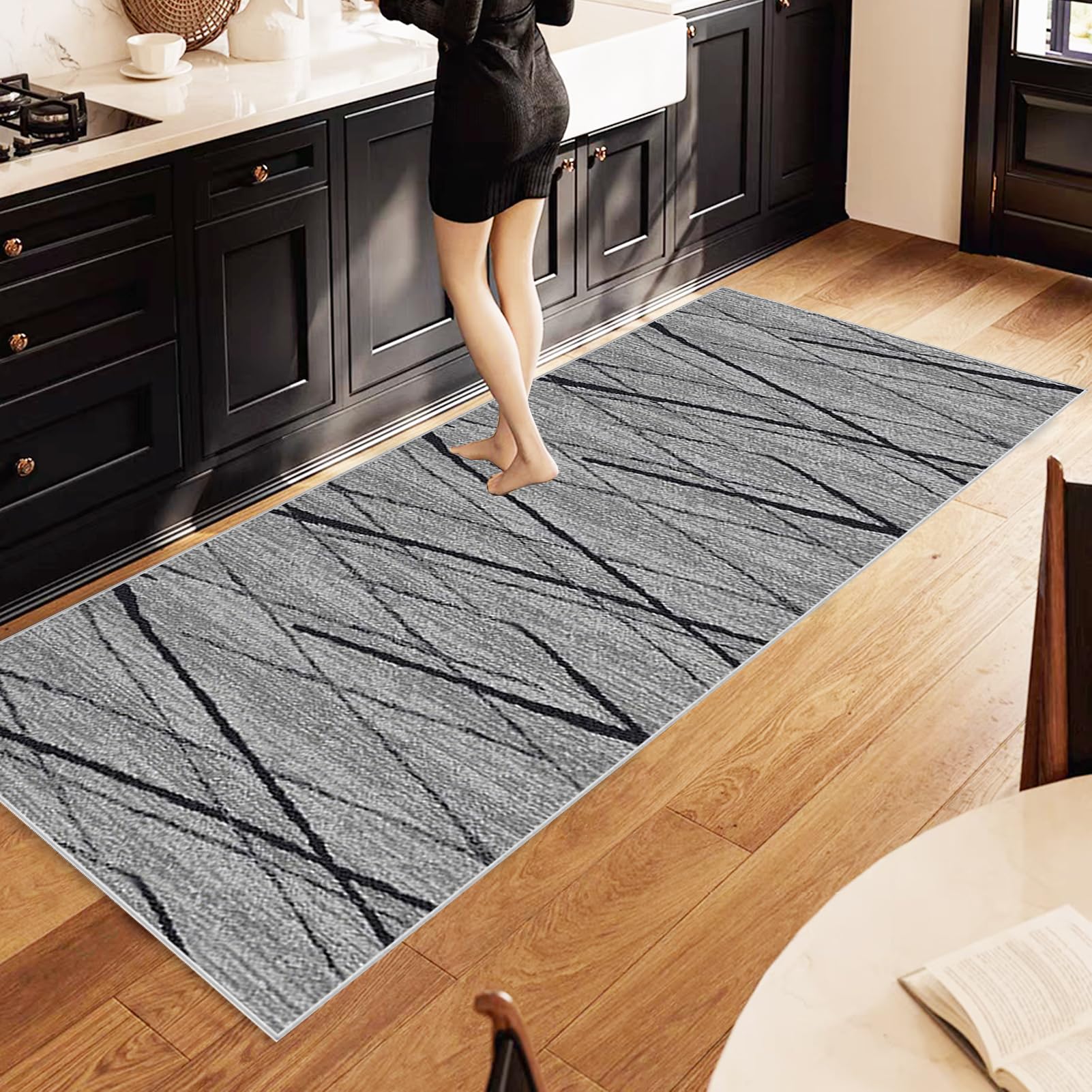 Tapis Cuisine Devant Evier Antidérapant et Lavable Tapis de Couloir 60 x 140 cm Tapis de Passage Couloir Cuisine Paillasson Long Tapis de Sol d'Entrée Intérieur Tapis pour Cuisine Passage Chambre