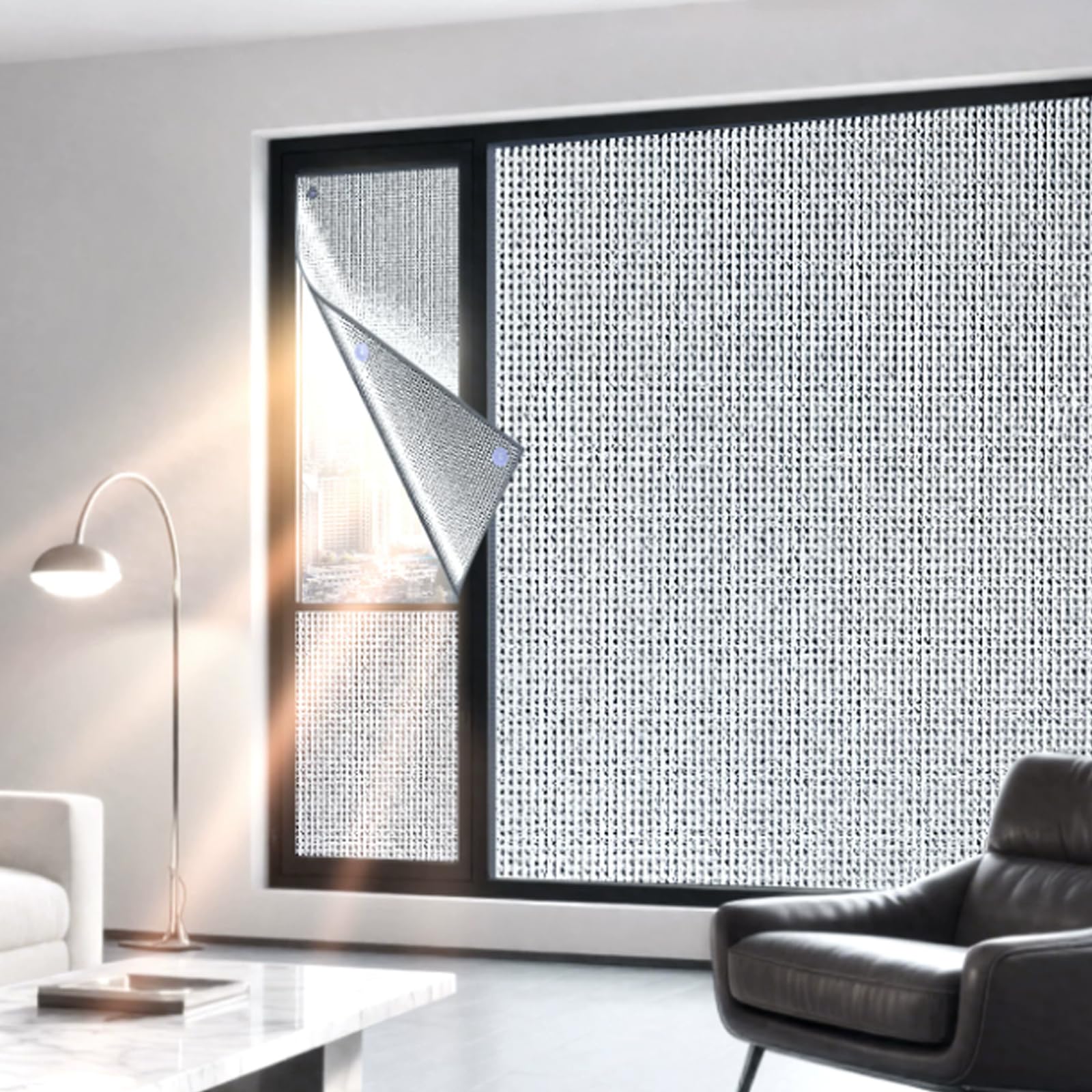 Privacy Window Film,Light Blocking Sun Protection Film,Self Adhesive Sun Block Window Sticker for Living Room,Office,Bathroom,Reflective Foil Heat Radiant Barrier (120x150cm)