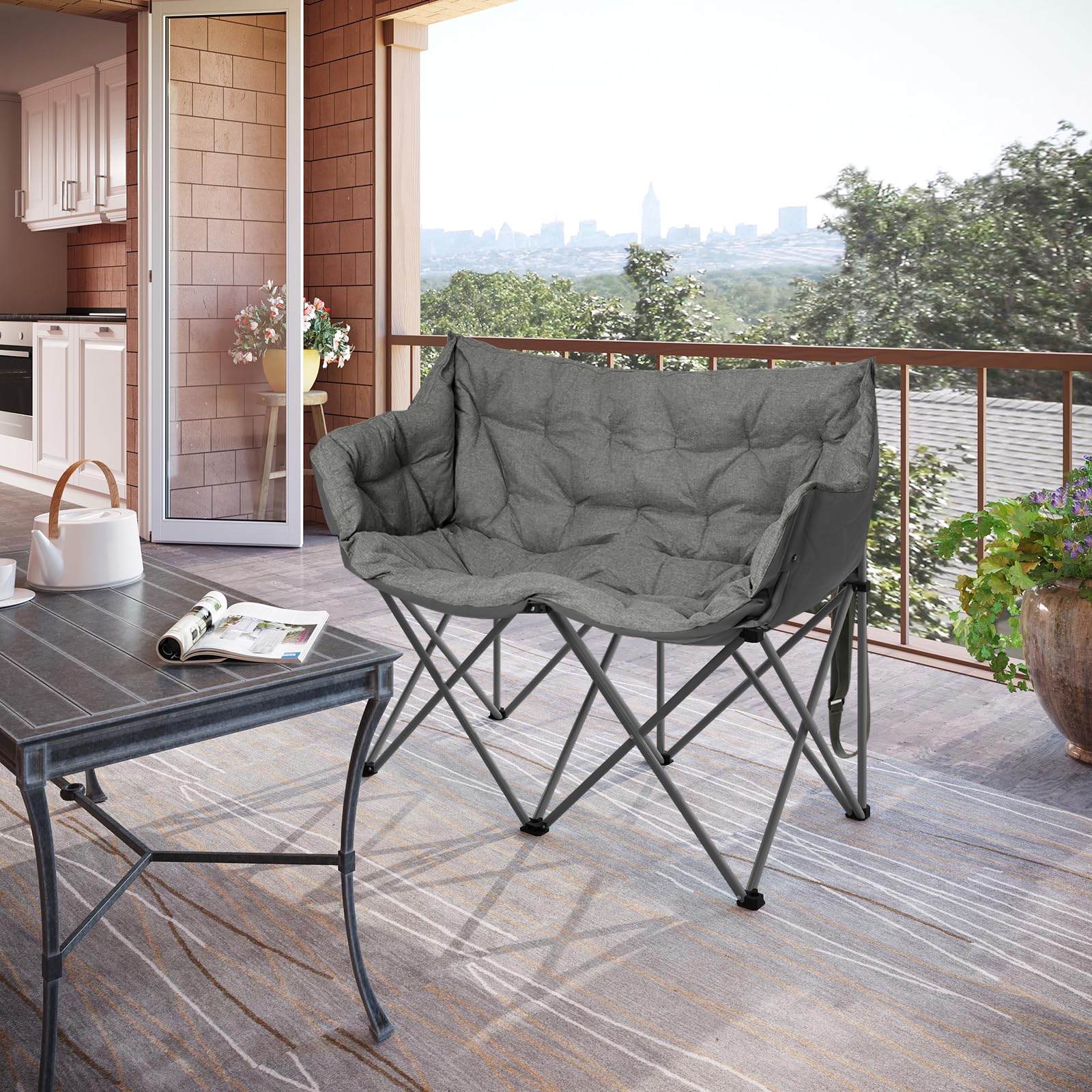 WOLTU Campingstuhl Faltbar für 2 Personen, 121 cm breit