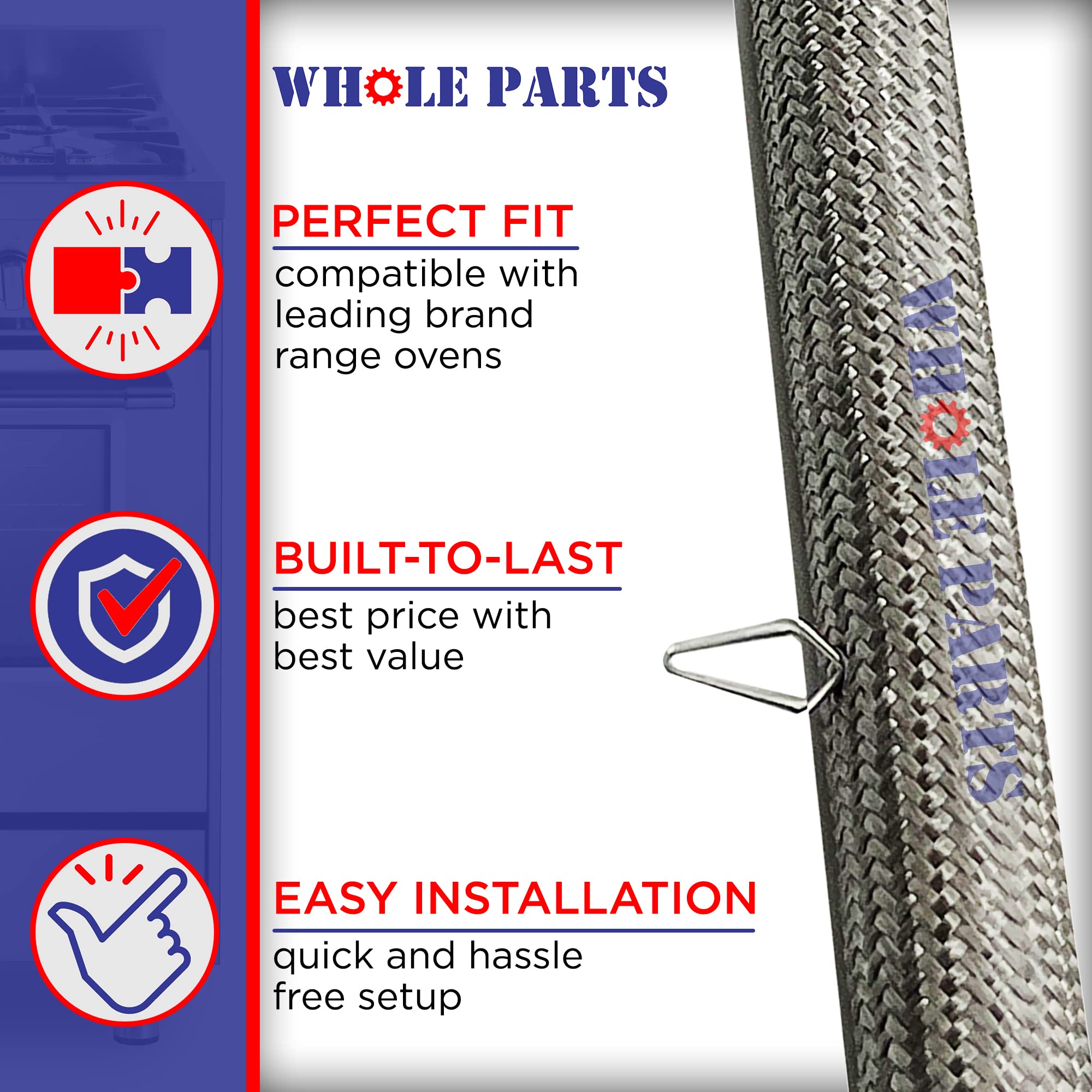 Whole Parts Range Backofentürdichtung (inkl. 25 Befestigungsclips) Teilenummer WB04T10050 – Ersatz und kompatibel mit einigen GE-Serien oder Öfen