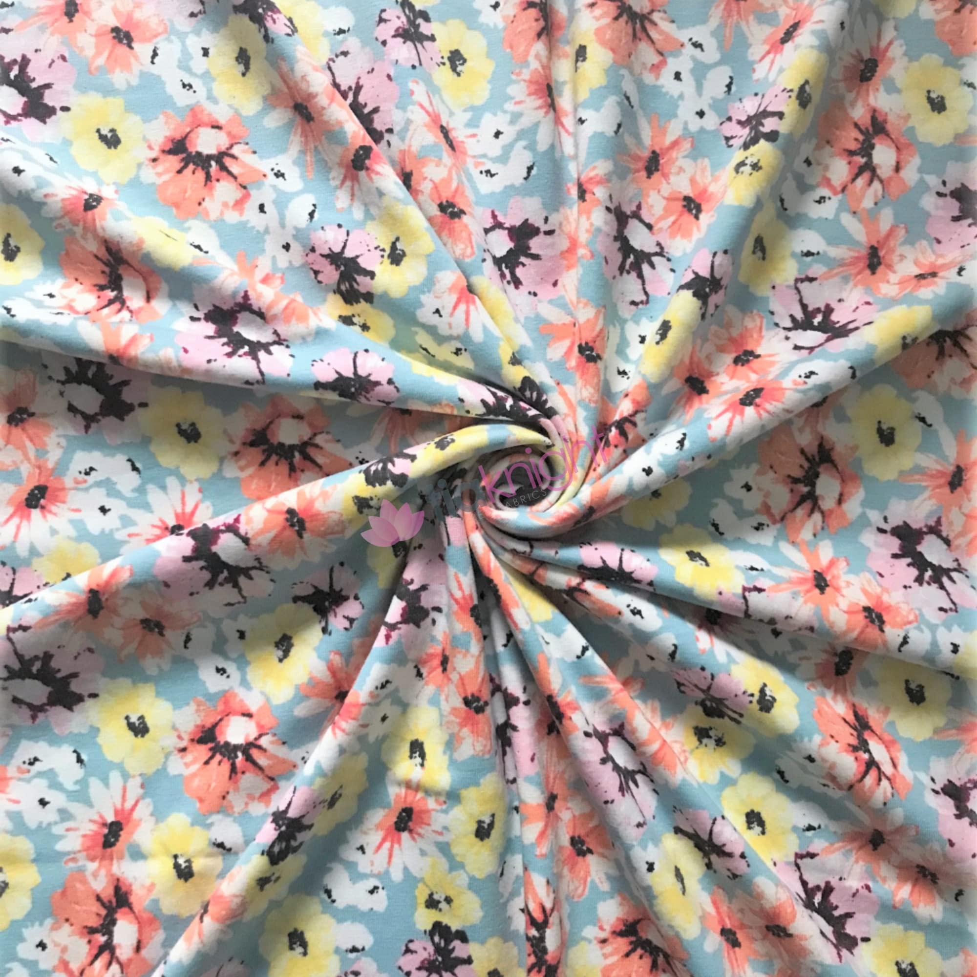 Cotton Lycra 4 Way Stretch Fabric | Dressmaking Material | Floral Prints | Same Day Dispatch | Sold by The Metre | by Tia Knight (Pastel Poppies SQ731 MLT, 1 Metre)