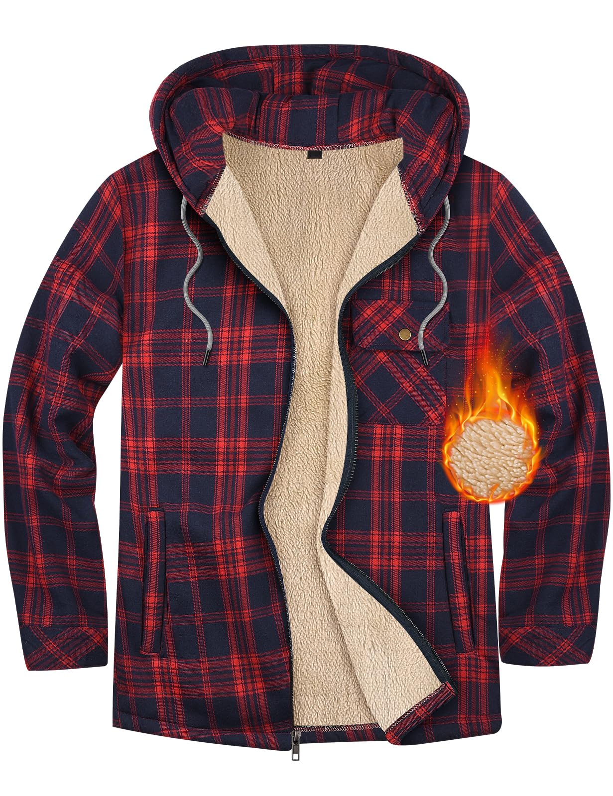 heekpek Heren hoodies fleece houthakkersjack winter
