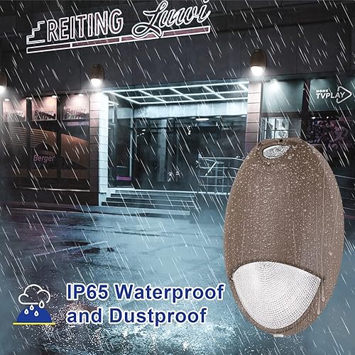 Miniatura 6 de OSTEK Paquete de luces LED de emergencia para pared con sensor de fotocélula de respaldo de batería, IP65 LED para exteriores, paquete de pared de