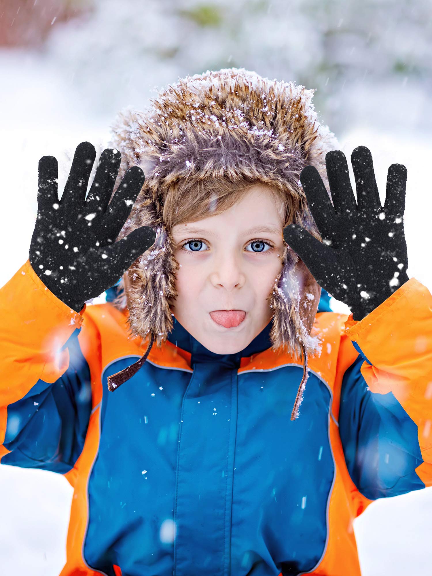 SATINIOR Kids Fleece Winter Gloves 3 Pairs Boys Magic Mittens Soft Warm Outdoor