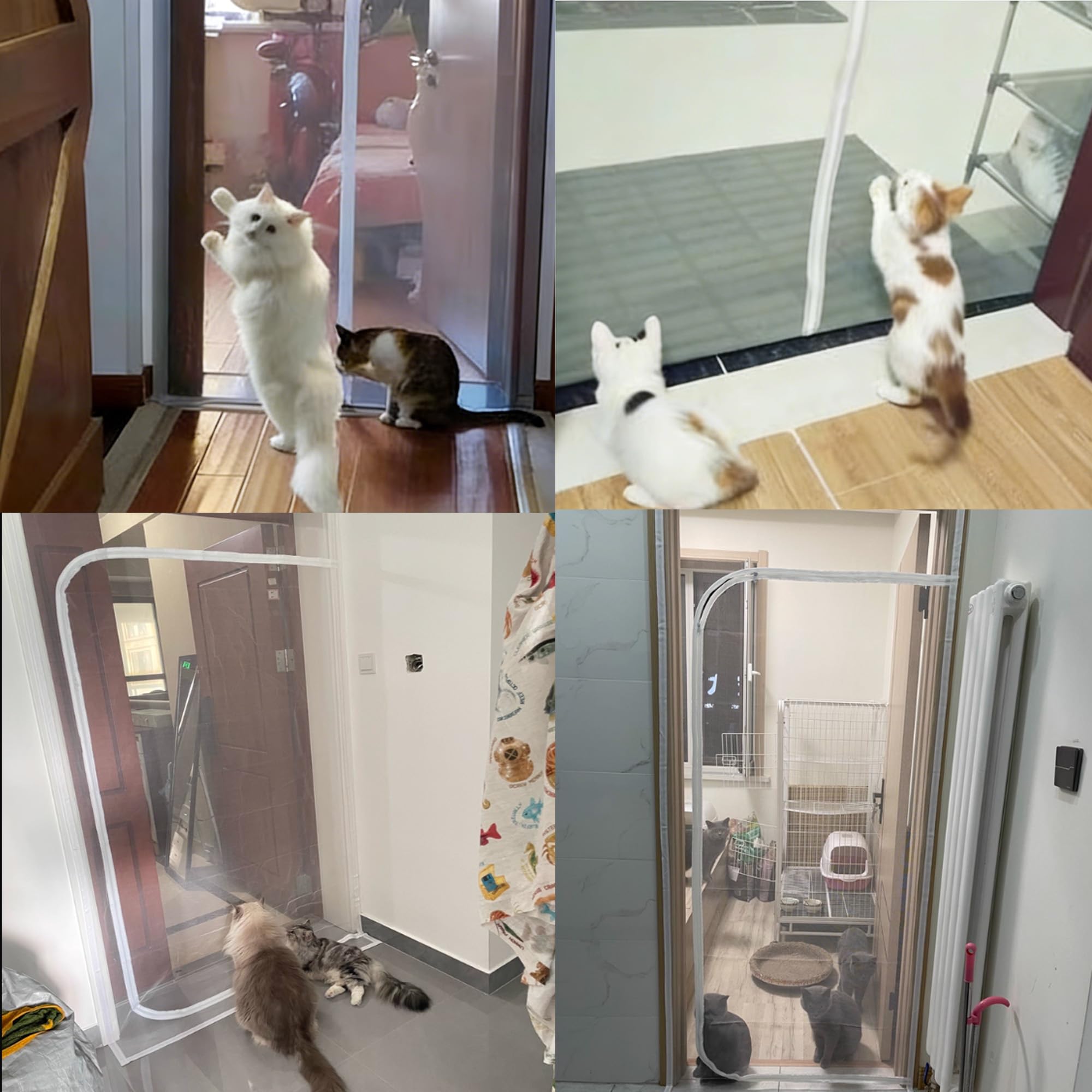 Zanzariera per porta per gatti di dimensioni personalizzate, rinforzata, resistente agli animali domestici, zanzariera con doppia cerniera, impedisce che cani e gatti escano da casa (larghezza x