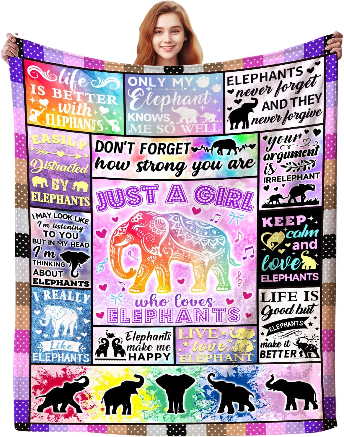 Elephant Blanket Elephants Gifts for Women,Cute Elephant Throw Blankets Soft Flannel Elephant Blankets Gifts for Kids Girls Adults Women Elephant Lovers 50"x40"