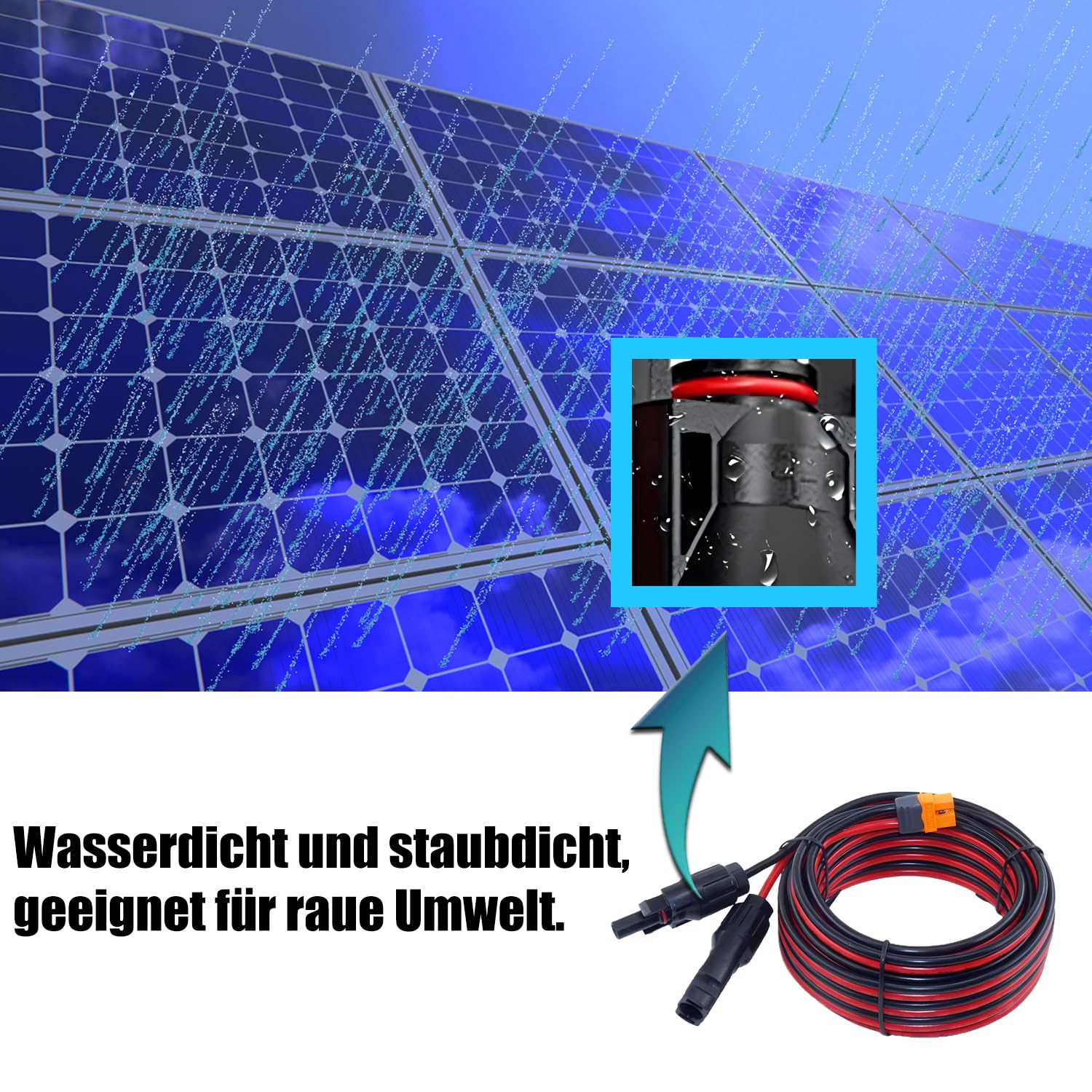 Cable de Carga Solar a XT60i, 5m, 12AWG, con Conector XT60i, protección inversa integrada, Compatible con Las Estaciones de Poder portátiles Ecoflow Delta River, Anker SOLIX
