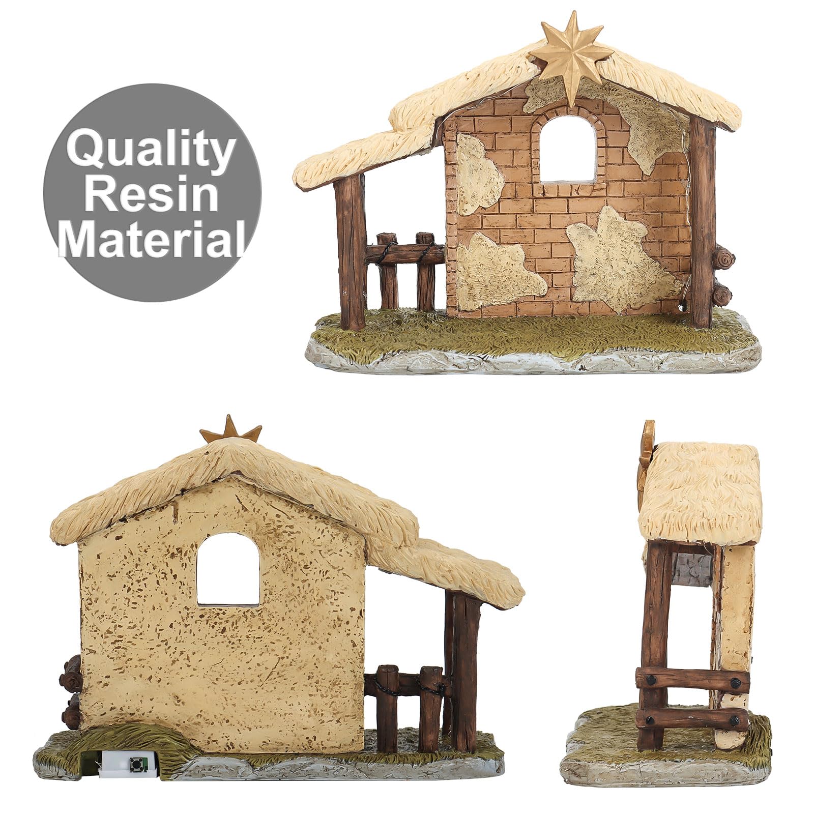 Topsky Handmade Christmas Nativity Scene Decoration, Resin Christmas Nativity Set including Light - Image 3