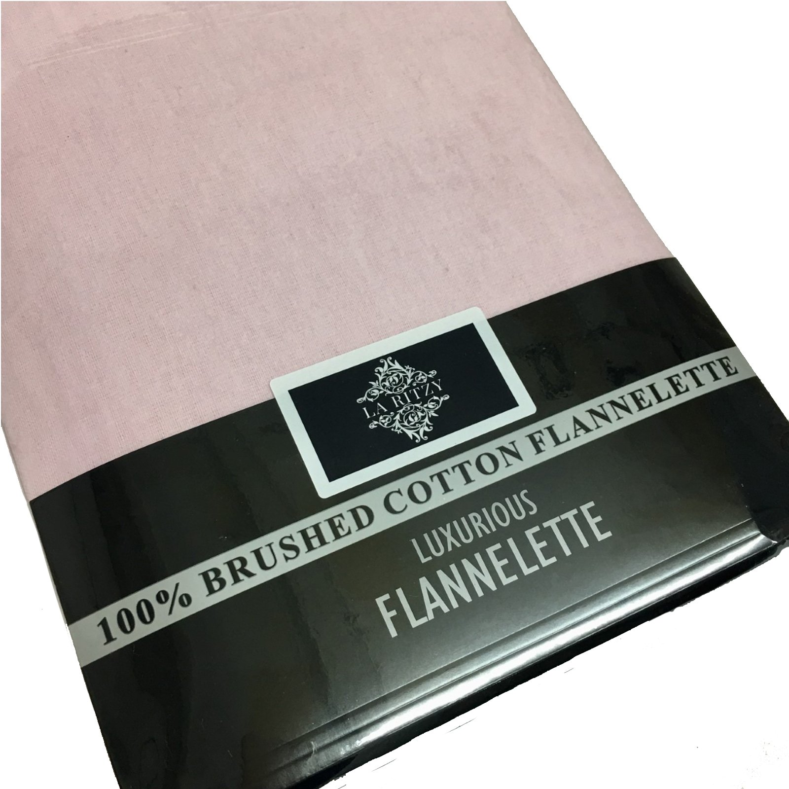 Thermal Flannelette Brushed Cotton Flat Sheet Plain Bedding (Pink, King Flat Sheet)