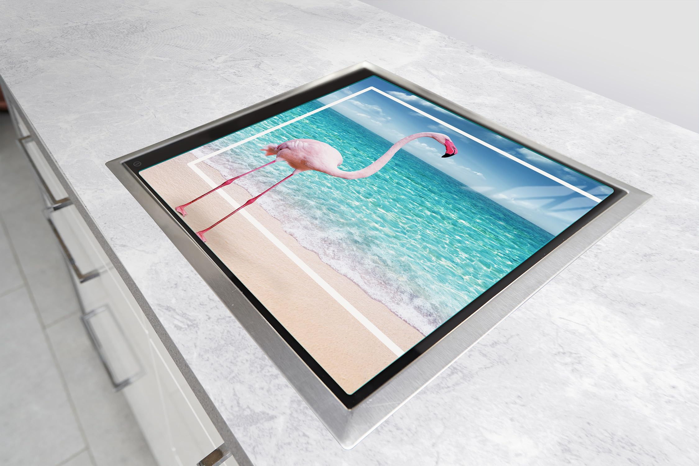 Plaque De Protection Pour Cuisinière Induction - Verre Trempé 45x52 Cm - Anti-éclaboussures - Décoration