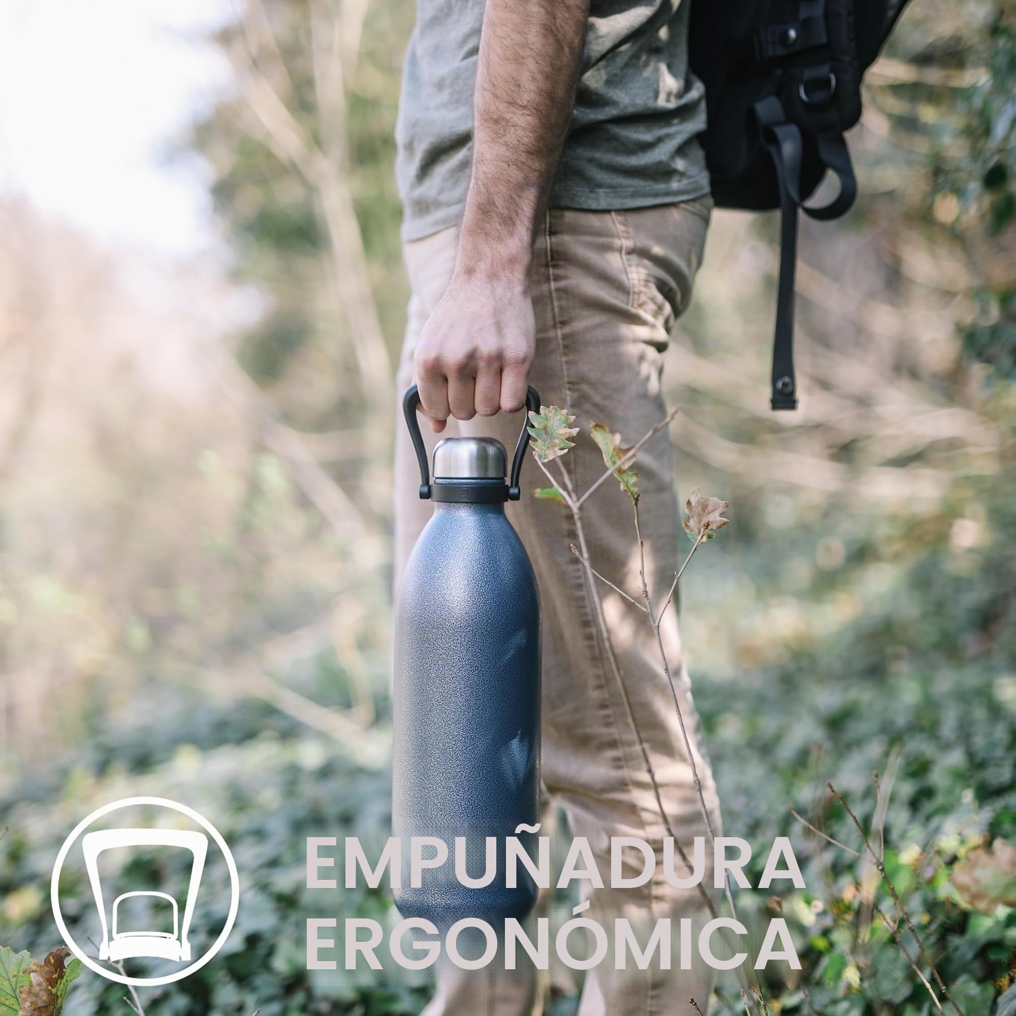 Qwetch - Botella isotérmica TITAN ROC 2L Blue Navy – Ultra resistente con revestimiento antiarañazos – 48 h frío/16 h caliente – Resistente al agua, lavable en lavavajillas – Botella de acero