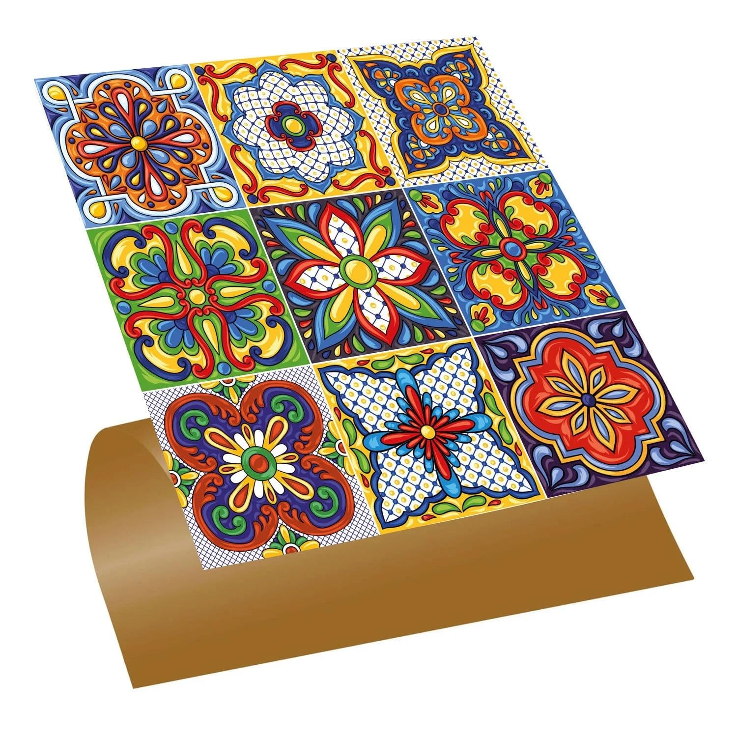 Tink Floor Tiles Self Adhesive, PVC Wall Tiles, Peel and Stick Flooring, Backsplash for Kitchen, DIY, Carnival, 30x30cm 10 pcs (11.8 x 11.8 inches)