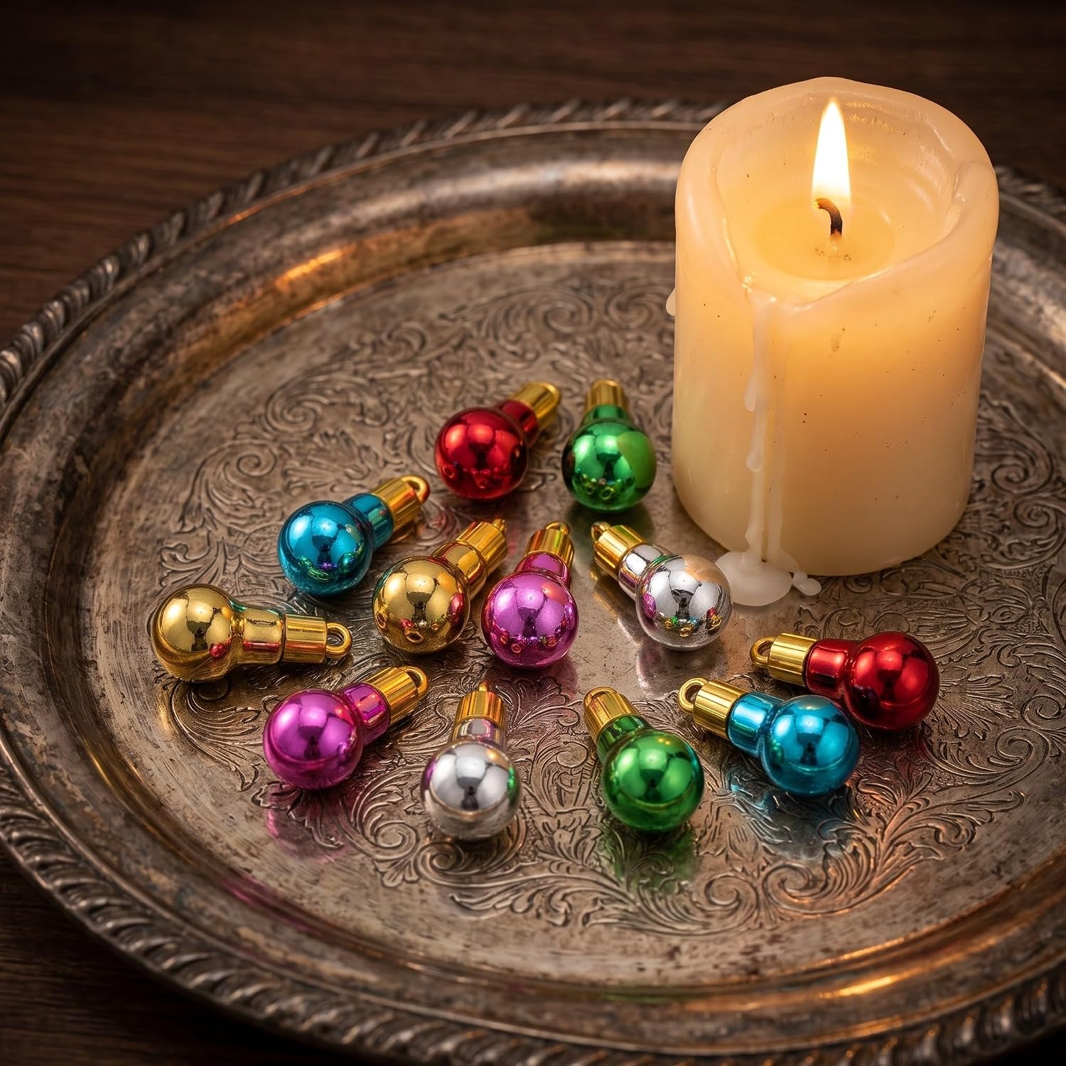 50pcs Christmas Craft Bulb Beads Plastic Mini Pendant Charms image 5