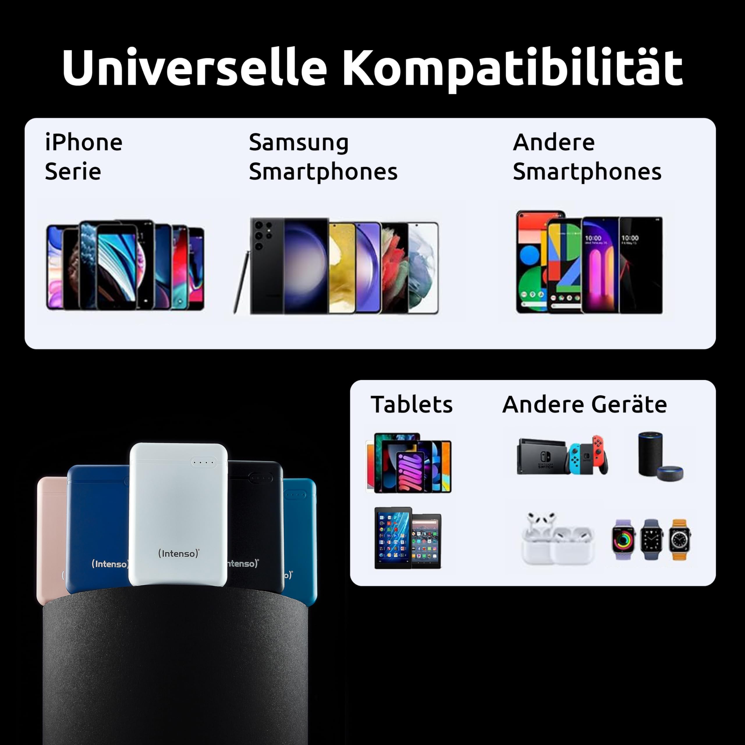 Intenso Powerbank XS 5000, zewnętrzna ładowarka (5000 mAh, nadaje się do smartfonów/tabletów, odtwarzaczy MP3/aparatu cyfrowego), czarny