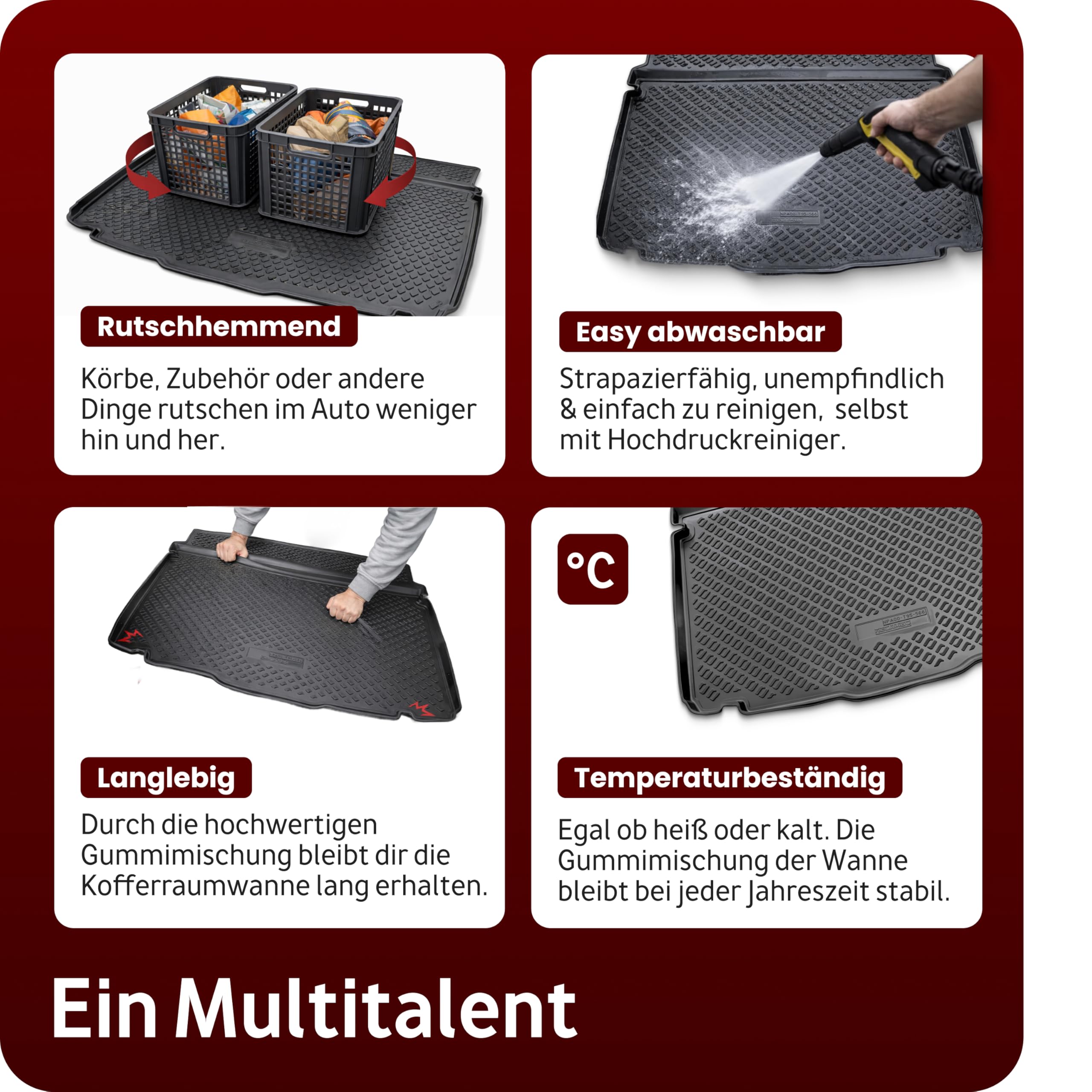 Recambo Kofferraumwanne Kunststoff Hyundai i30 III | ab 2017 | passgenau | Passgenau per 3D-Scan | Robuste PE-Hartschale stoppt jeden Schmutz | Kratzfest, leicht & formstabil für jeden Einsatz