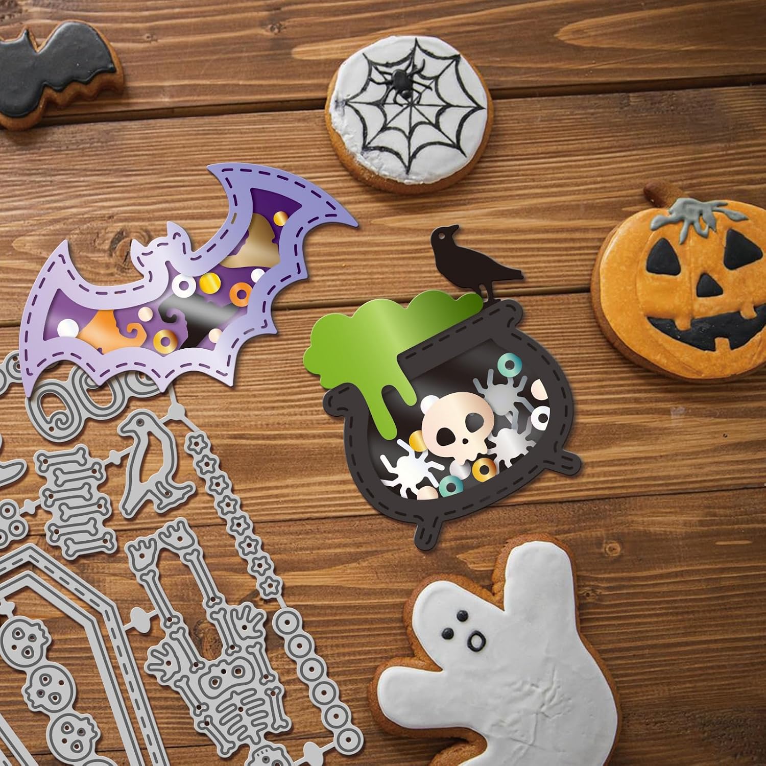 GLOBLELAND Halloween Shaker Cutting Dies for Card Making Ghost Pumpkin Cut Die for DIY Scrapbooking Journal Embossing Paper Craft Decor