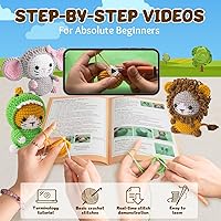 Vista 4 de Kit de ganchillo POP COCHE para principiantes, kits de ganchillo para adultos, kit de crochet y tejer de amigurumi para animales con videotutoriales