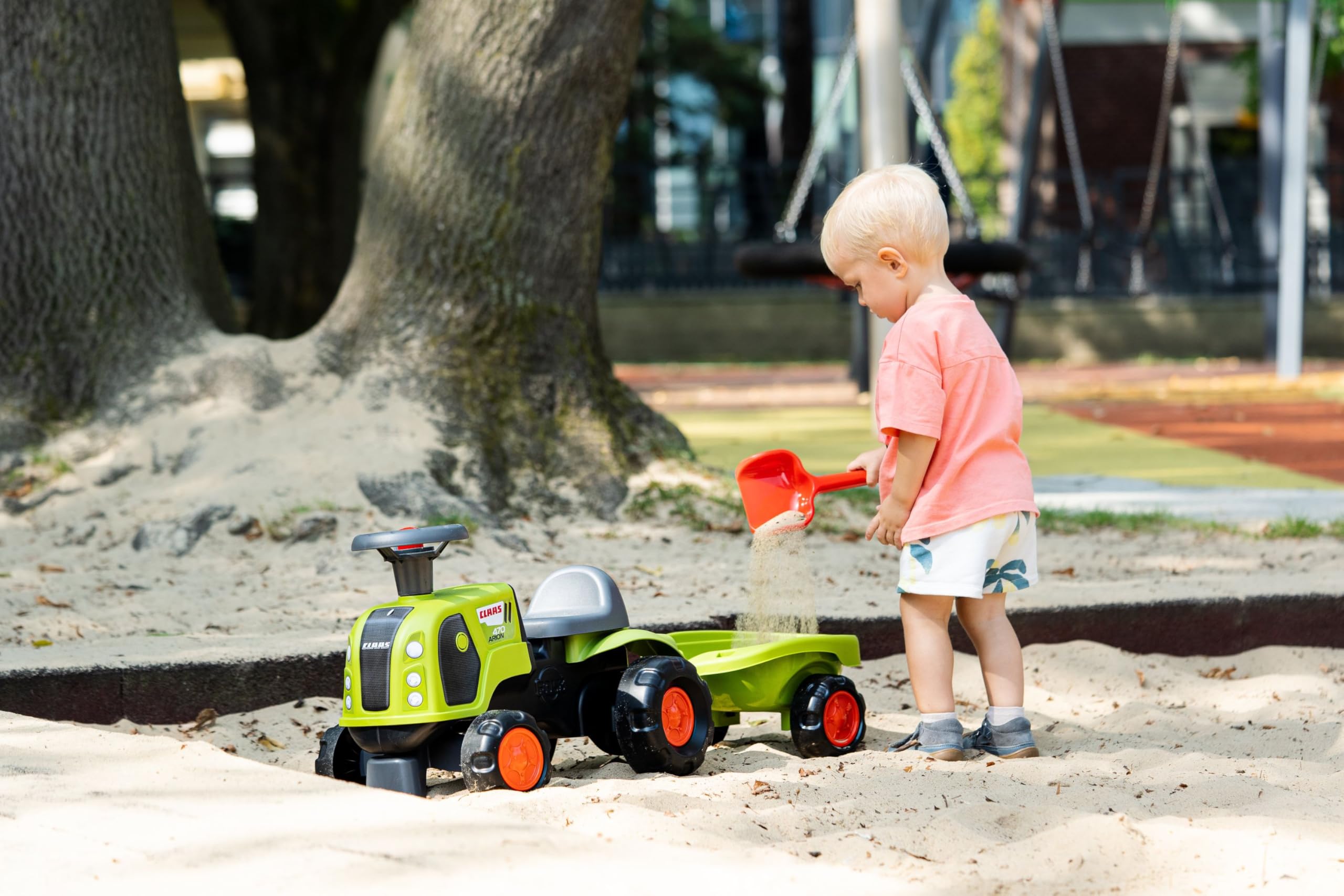 Falk - Porteur Tracteur Claas - avec remorque - Dès 12 Mois - 90% de Plastique recyclé - Fabriqué en France - 312C, Vert
