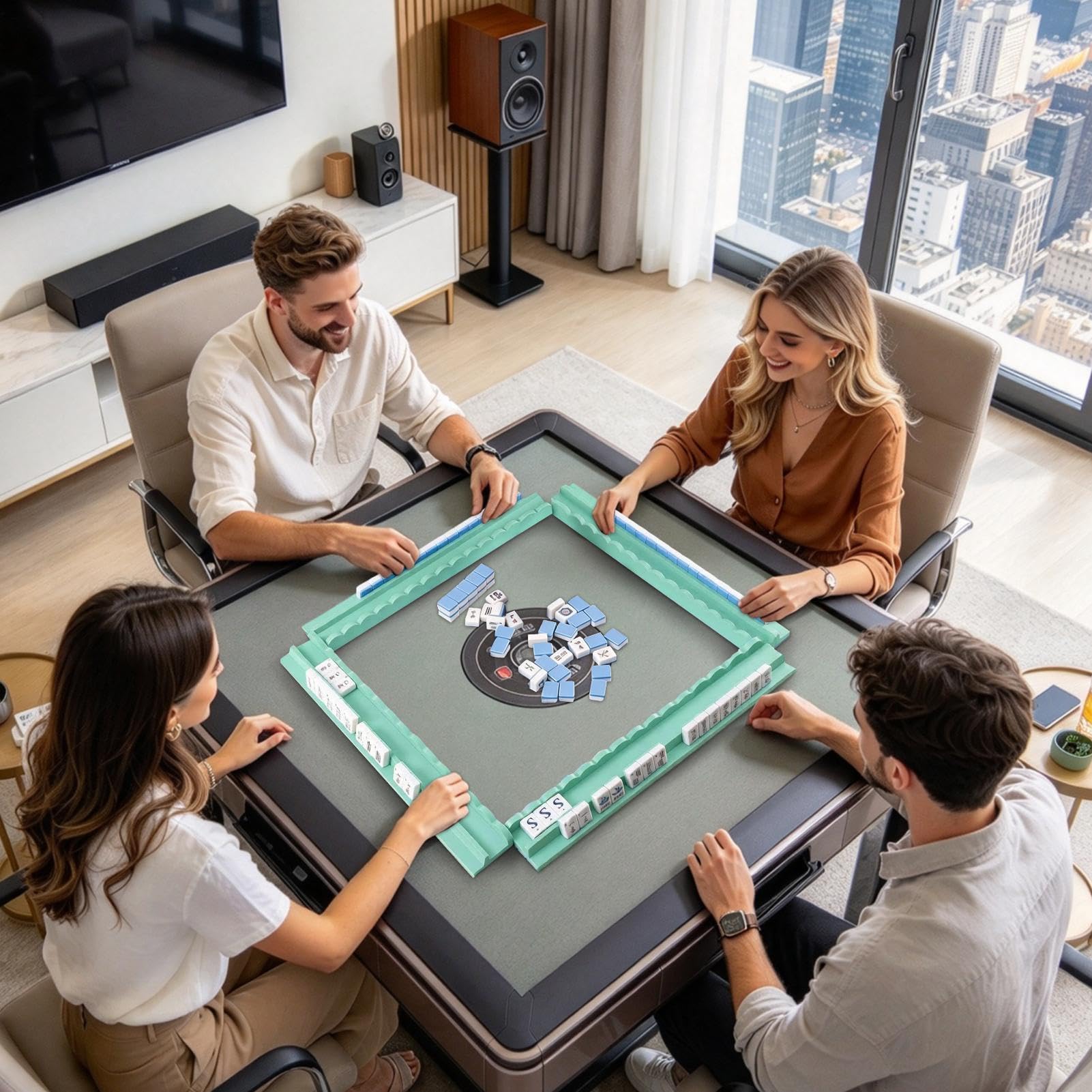Rack Mahjong in legno, con spingitori 50,8 cm, da tavolo