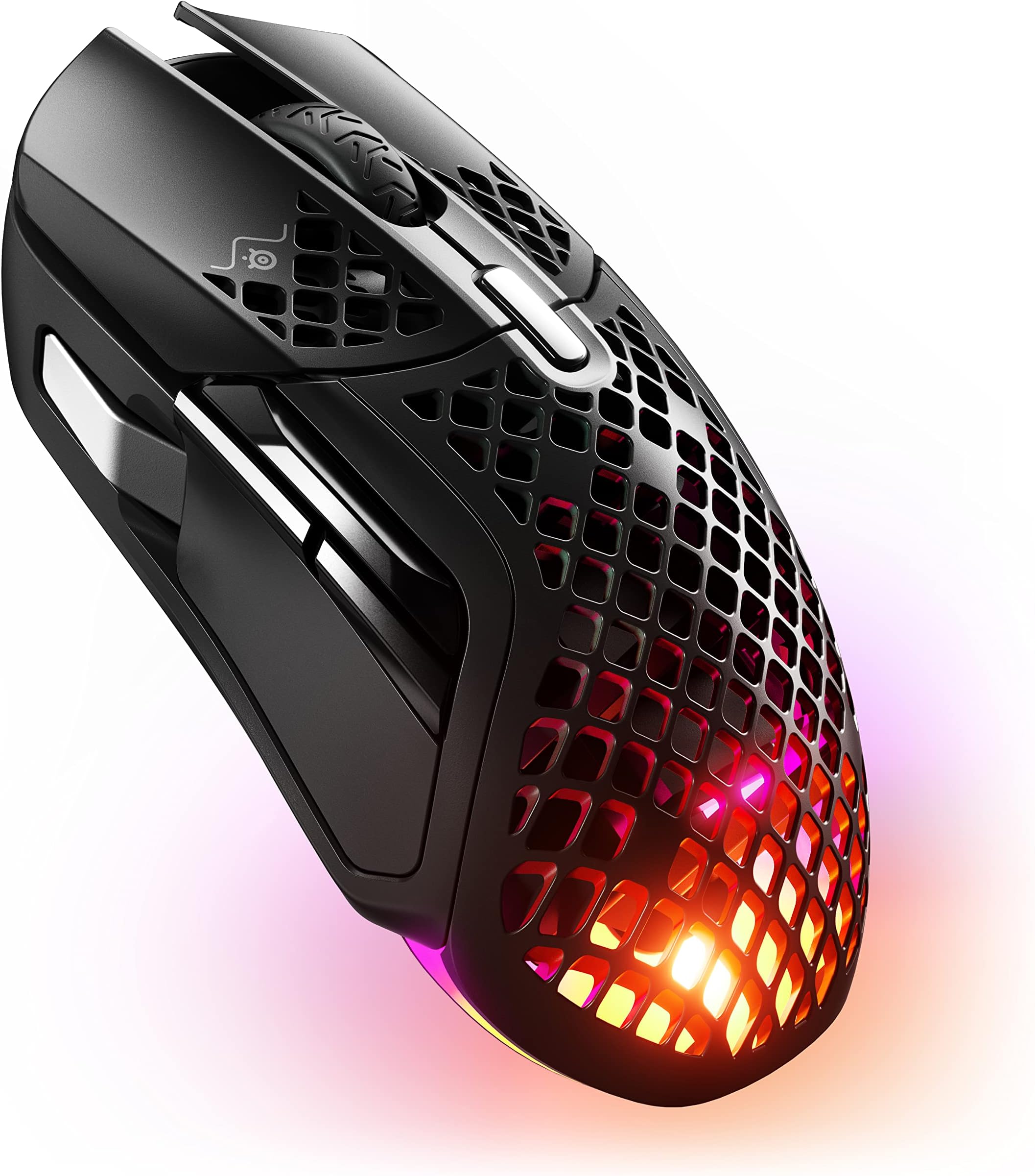 SteelSeries 62406 Wireless Gaming Mouse, Aerox 5 Wireless, Ultra Lightweight, 9 Buttons, Fast Response, Splashproof, Dustproof, IP54 Standard, Rapid Charging, Long Use Time, Equipped with Air Sensor, Black