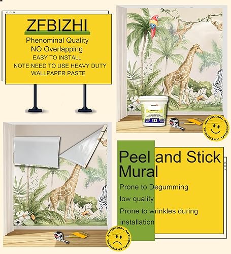 Miniatura 10 de Papel tapiz tropical con hojas de plátano, Monstera y pájaro, para sala de estar, dormitorio, baño, oficina (no se pega ni se pega)