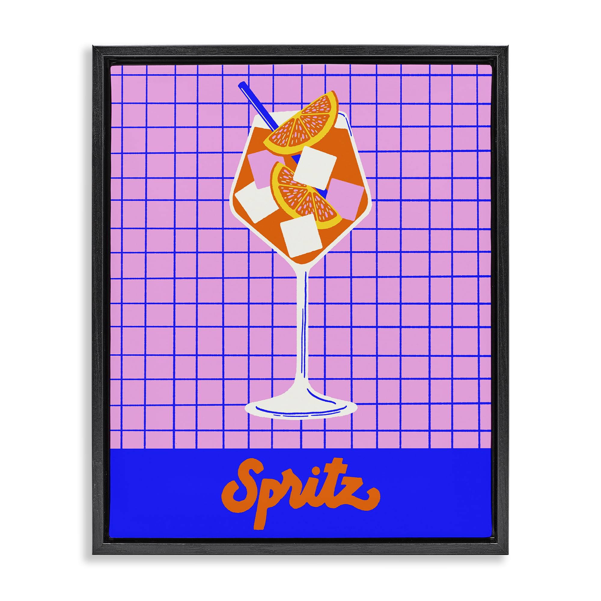 Stupell Industries Jet Black (Matte) 'Colorful Summer Spritz Drink', Floating Frame Canvas Art, Black, 25 X 31 Inches, Easy To Hang And Sturdy, Made In Usa, By Indira Prieto | Indysign