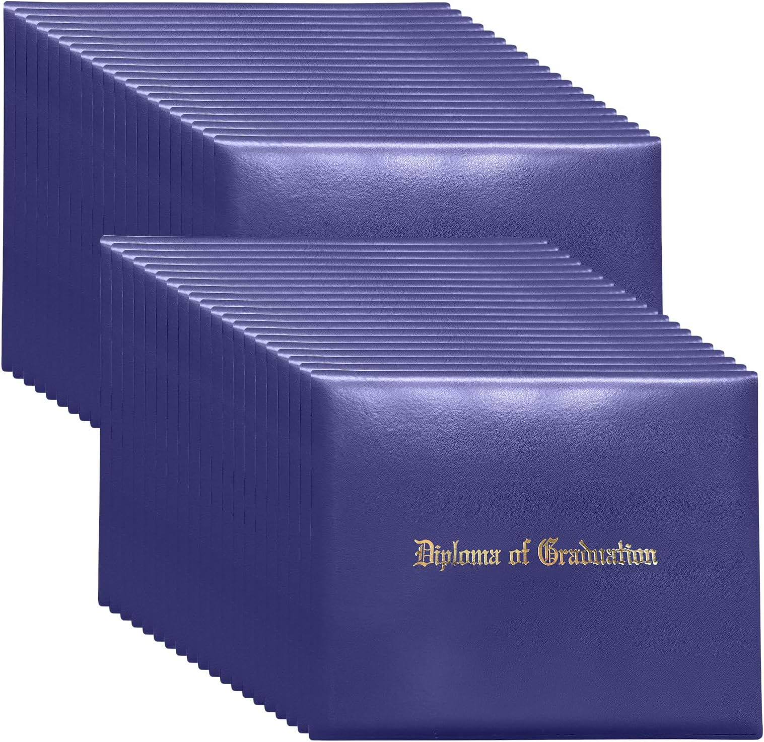 Happy Secret Imprinted Diploma Holder for 8.5"x11" Certificate - Graduation Cover with Smooth Leather, Purple，40 Packs