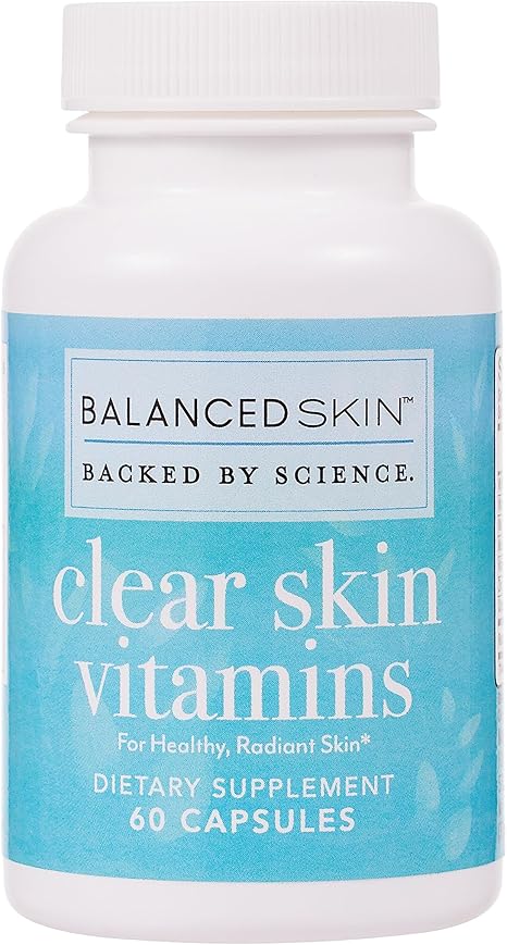 Clear Skin Vitamins for Women & Men - Supplement for Healthy Glowing Skin and Acne Control* - Patented and Dermatologist Developed Hormonal & Cystic Acne Pills