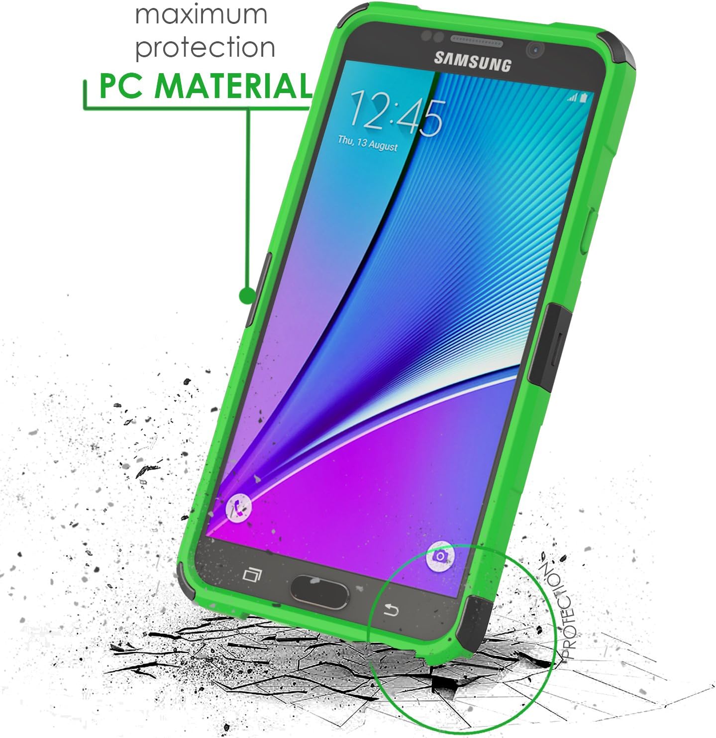Note 5 Case, BUDDIBOX [HSeries] Heavy Duty Swivel Belt Clip Holster with Kickstand Maximal Protection Case for Samsung Galaxy Note 5, (Dark Green)