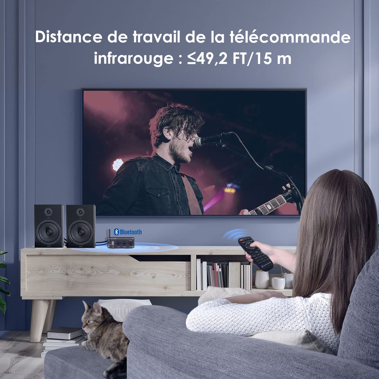 Fosi Audio BL20A 200watt Audio Amplificateur HiFi Bluetooth 5.0 Home Audio Stereo Amplifier Mini Hi-FI Class D Integrated Amp U-Disk AUX with Remote Control for Home Cinema