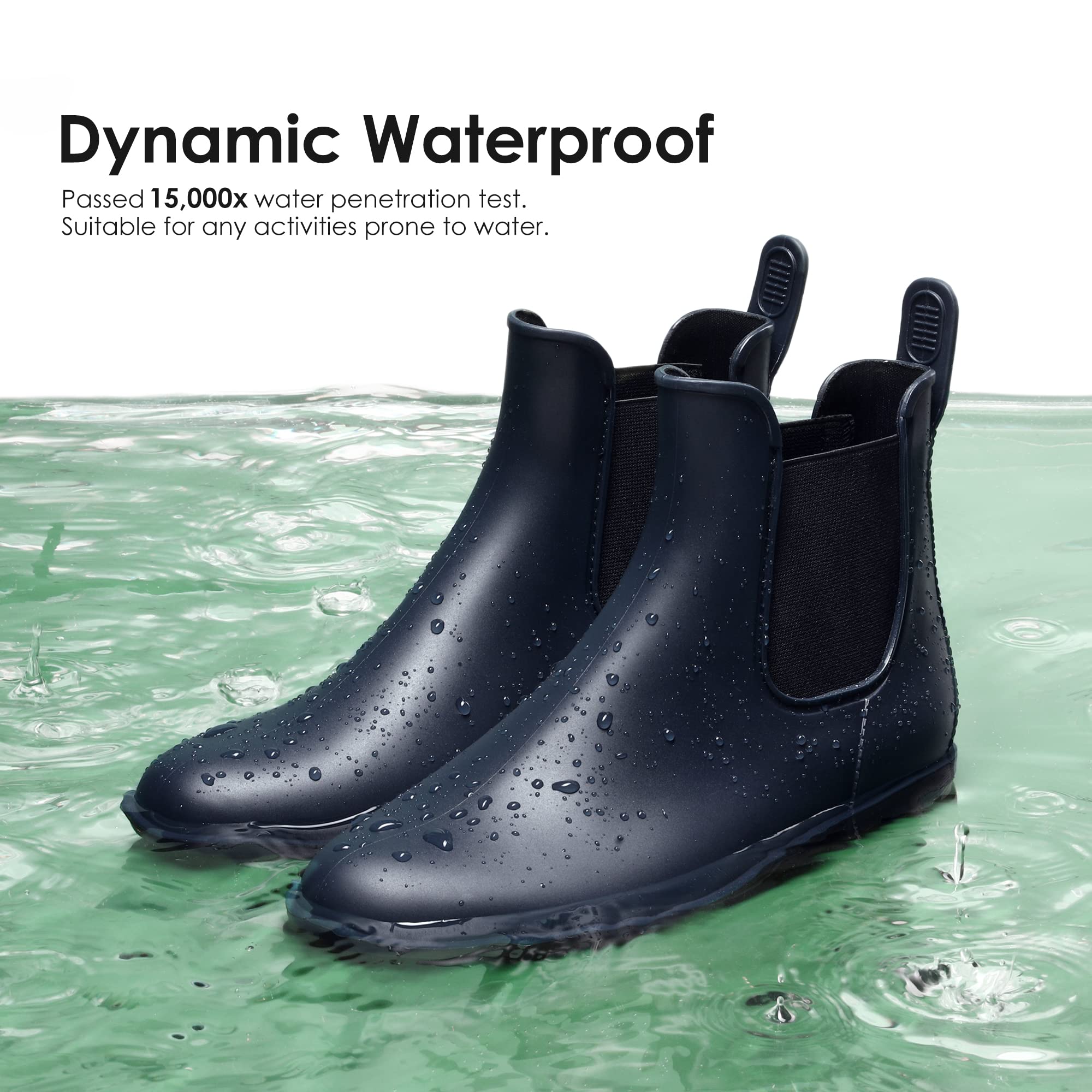 DREAM PAIRS Stivali da Pioggia Donna Chelsea Wellington Rain boots Impermeabili Stivaletti Elastico Outdoor Ankle Boot