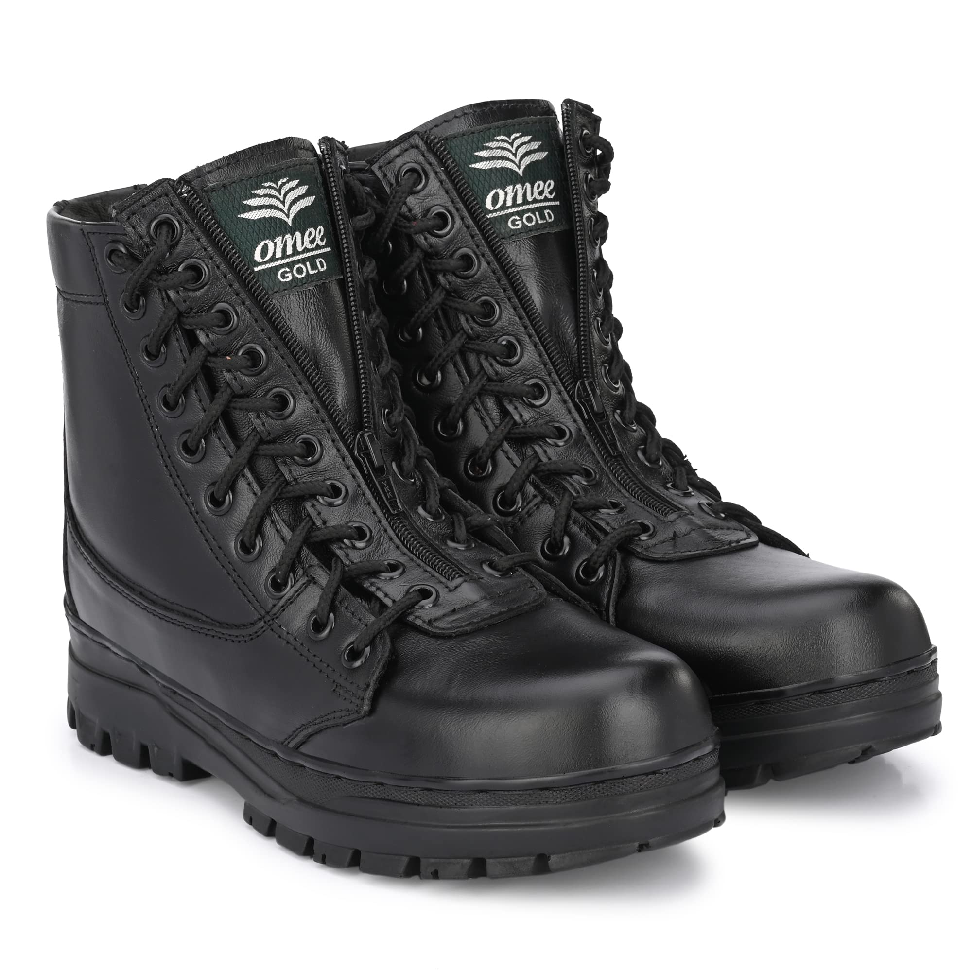 Buy Men's Black MiddleZip Light Weight Genuine Leather and Combat Army