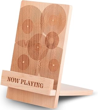 Sonny & Sloane Now Playing Vinyl Record Stand Stylish Vinyl Holder & Display for Albums Premium Classic Wood with Engraved Design Record Holder Stand & Accessories