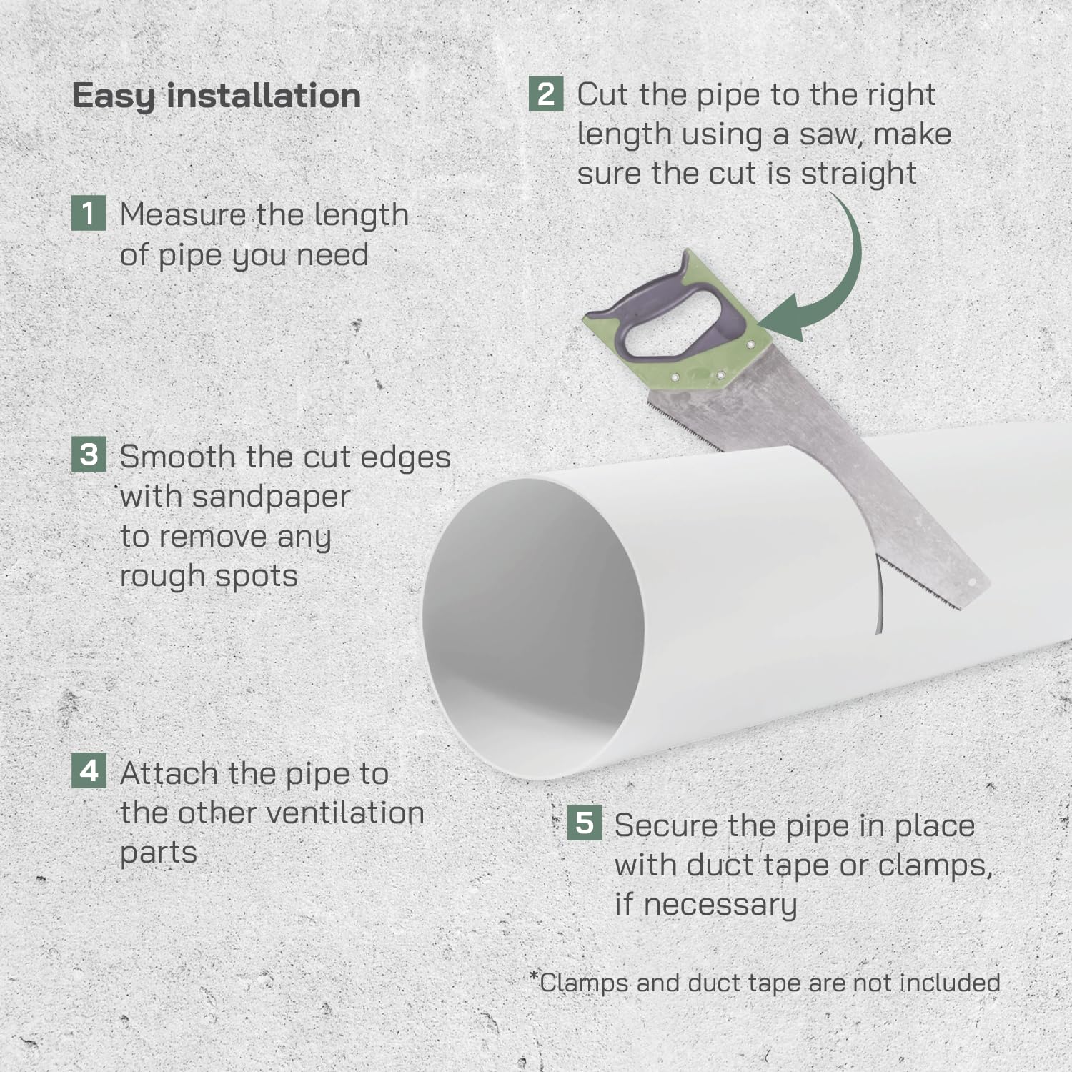 Vent Systems Okrągła rura wentylacyjna Ø 100 mm – długość 0,3 m – do podłączenia kanałów, kanału wylotowego lub kanału zasilającego, systemu ogrzewania i chłodzenia