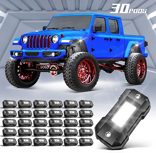 Miniatura 9 de Gottow Luces LED de roca blancas 8 cápsulas para automóvil camión SUV todoterreno lancha remolque lámpara súper brillante blanco puro impermeable
