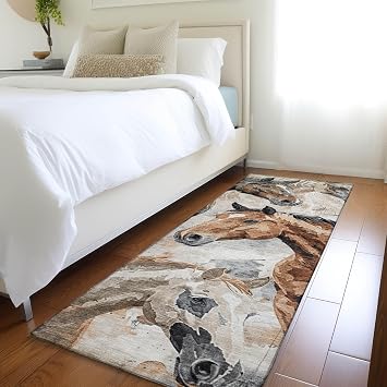 Addison Rugs Chantille ACN1720 Beige 23" x 76" Indoor/Outdoor, Machine Washable, Easy Clean, Non Shedding, Bedroom, Living Room, Dining Room, Kitchen, Patio Runner Rug