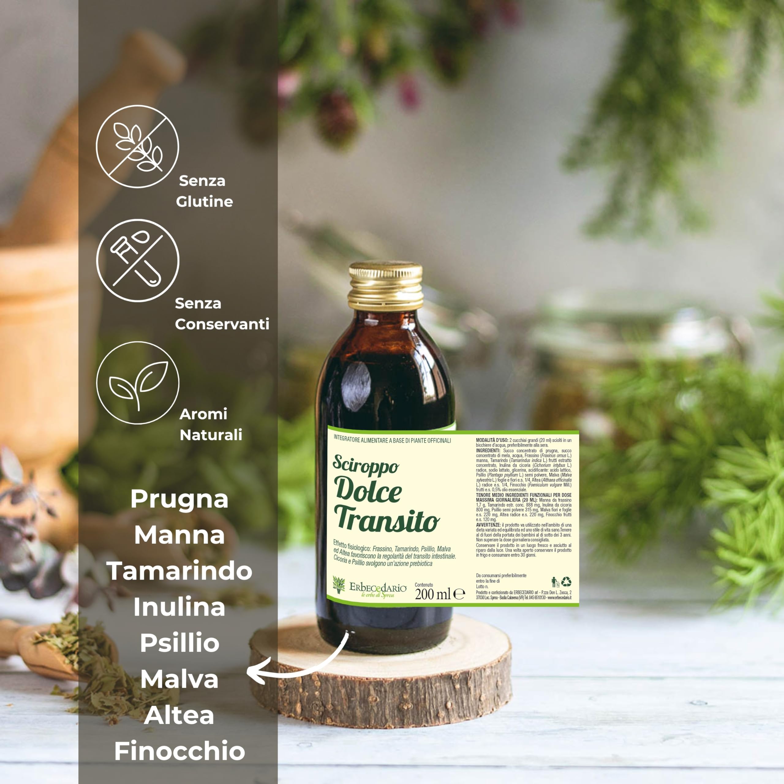 Dolce Transito Sciroppo Lassativo delicato per Stitichezza e Stipsi, Integratore per intestino pigro, Lassativo liquido Sgonfia e Depura l'intestino e favorisce la digestione 1 Flacone in vetro 200ml