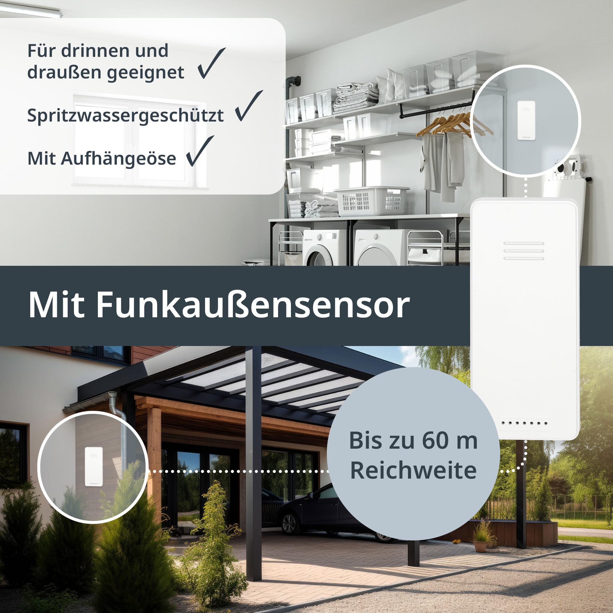 ADE Digitale Wetterstation Funk mit Außensensor | Innen und Außentemperatur | Luftfeuchtigkeitsmesser | animierte Wettervorhersage | Funkwecker mit Schlummerfunktion | schwarz