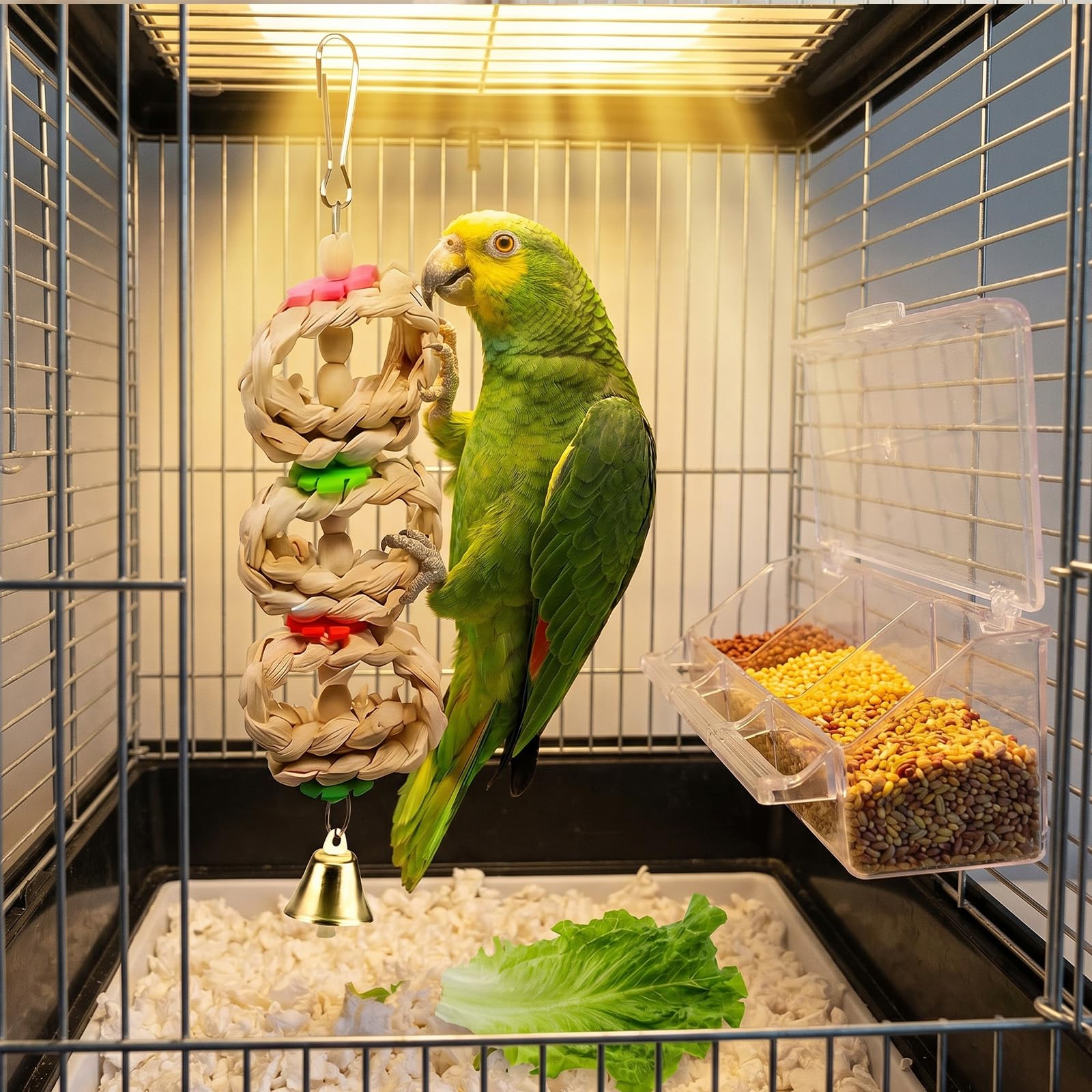 Set di 9 Giochi per Pappagalli, Giocattoli per Pappagalli in Legno Naturale, con Altalena, Scala e Campanella, per Gabbia Uccelli, Per Pappagallini, Ara Piccoli e Uccelli