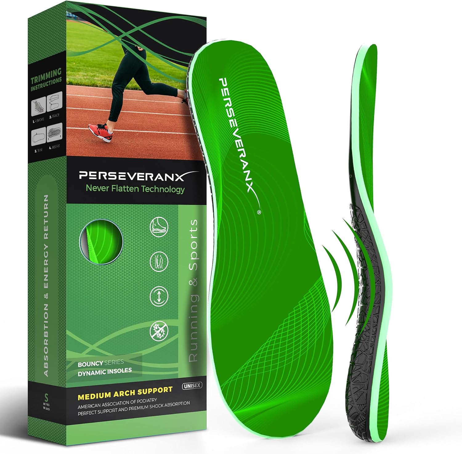 PerseveranX NASA Grade Plantar Fasciitis Insoles Men & Women Extra Absorption