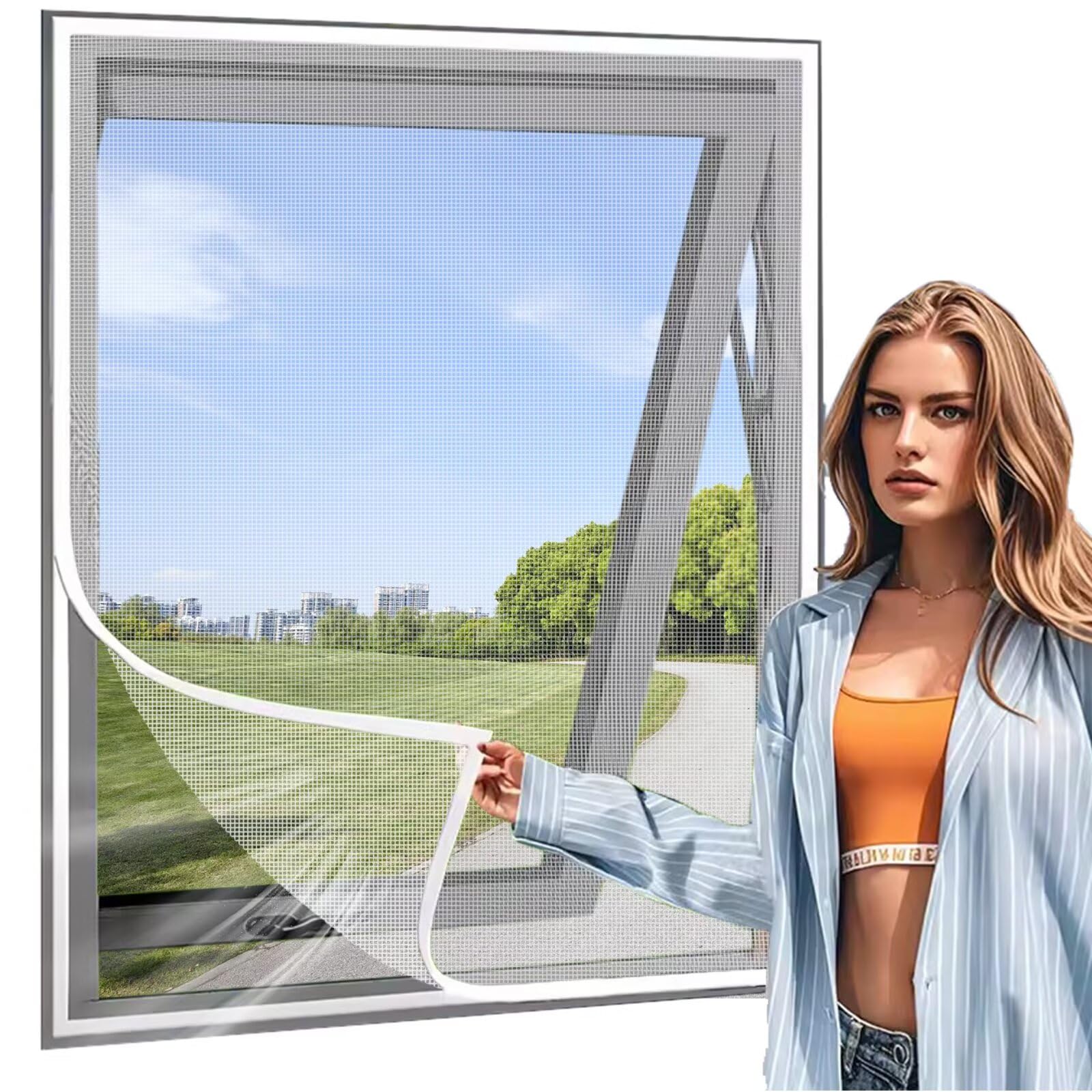 Window Nets to Keep Bugs Out 50x155cm White Fly Screens for Windows DIY Screen Insect Mosquito Net Fits Any Size Smaller Cat Guard