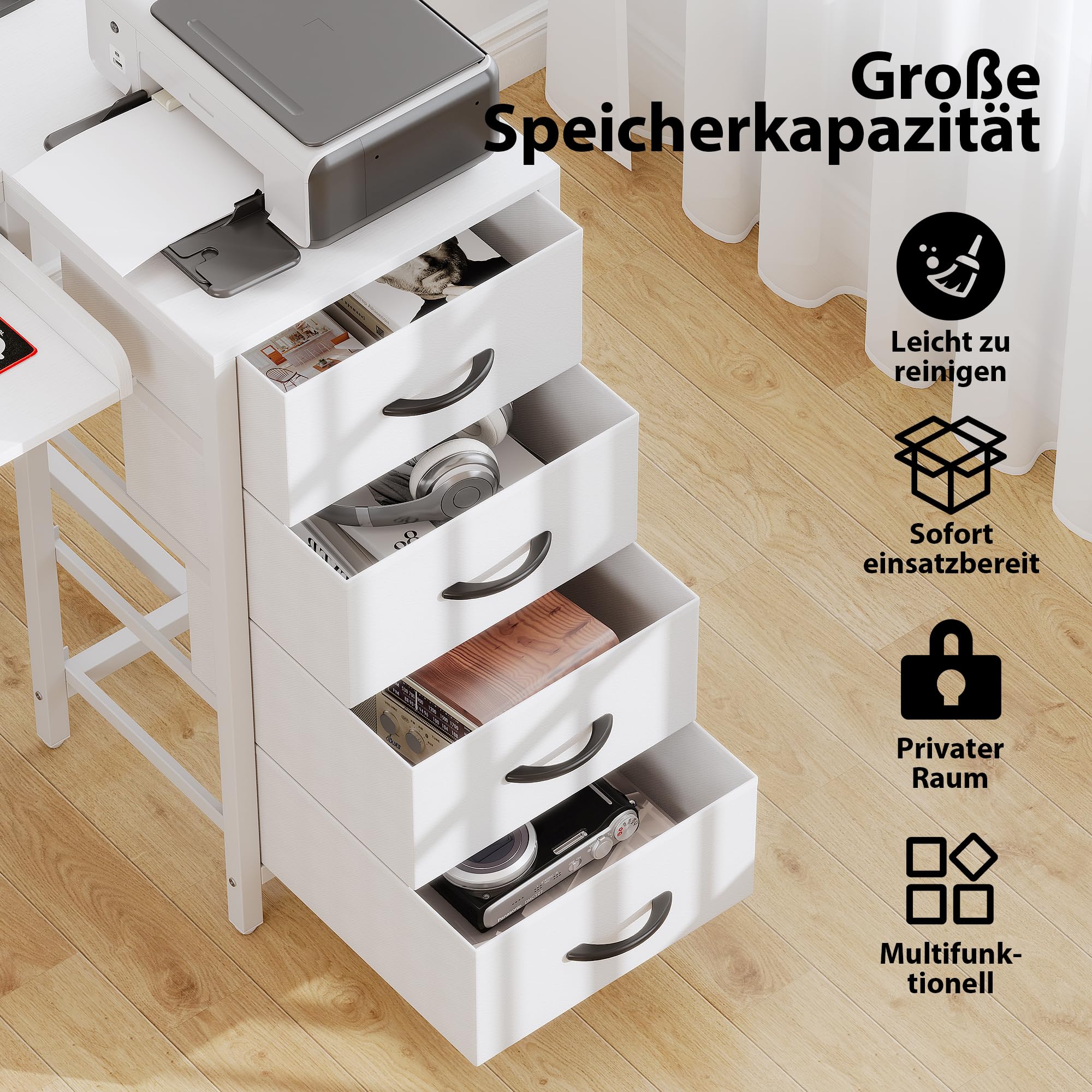 L-Förmiger Schreibtisch mit Tastaturauszug Gamingtisch (Weiß)