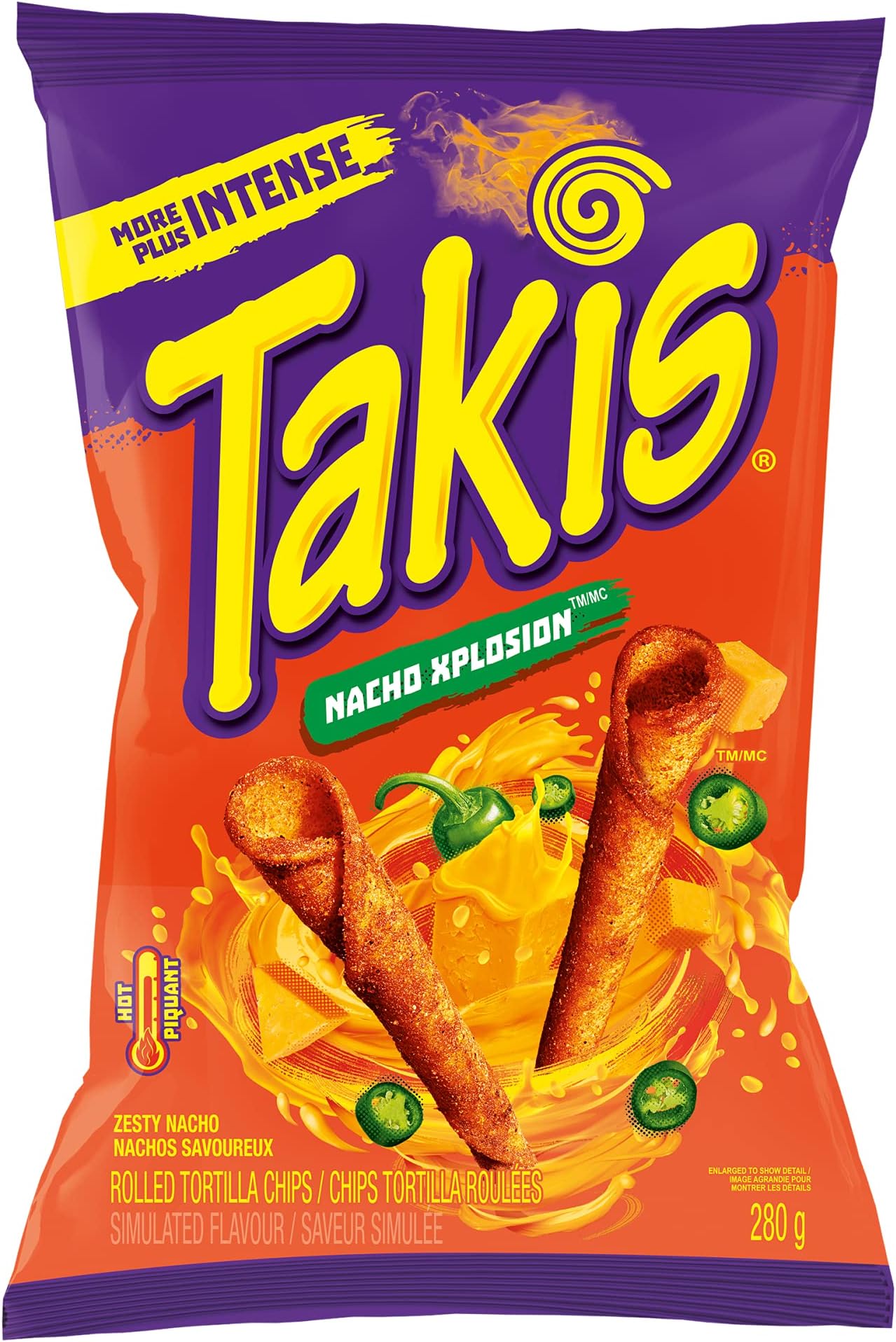 TAKIS Xplosion Tortilla Chip Snacks, Zesty Nacho Cheese Flavour, 280g Bag