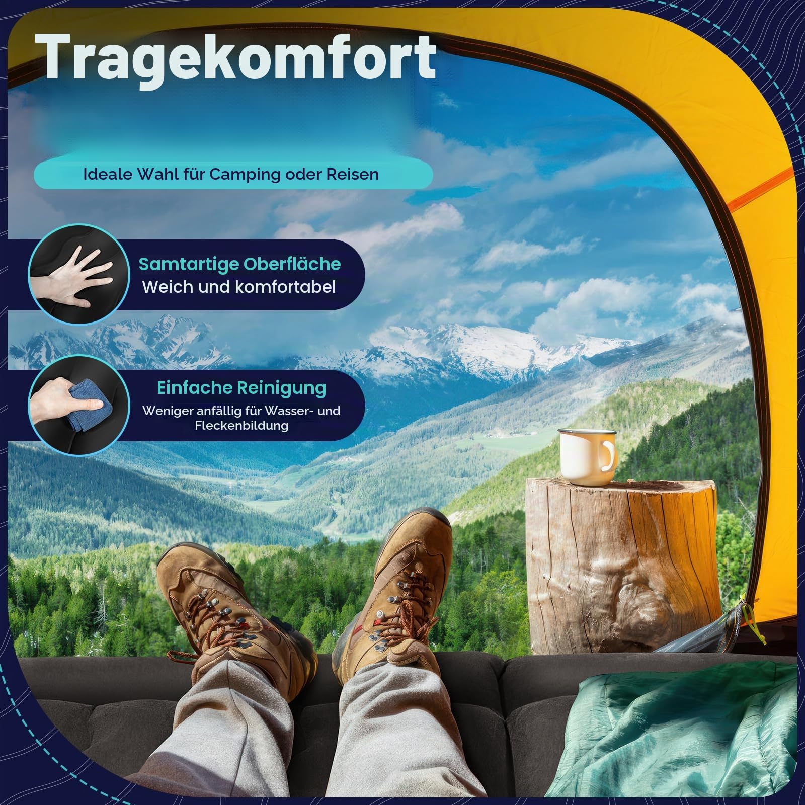 Aufblasbare SUV Luftmatratze, Auto Aufblasbares Bett Auto Matratze mit Zwei Kissen und Pumpe geeignet für Indoor & Outdoor Aktivitäten, Reisen, Camping (Schwarz)