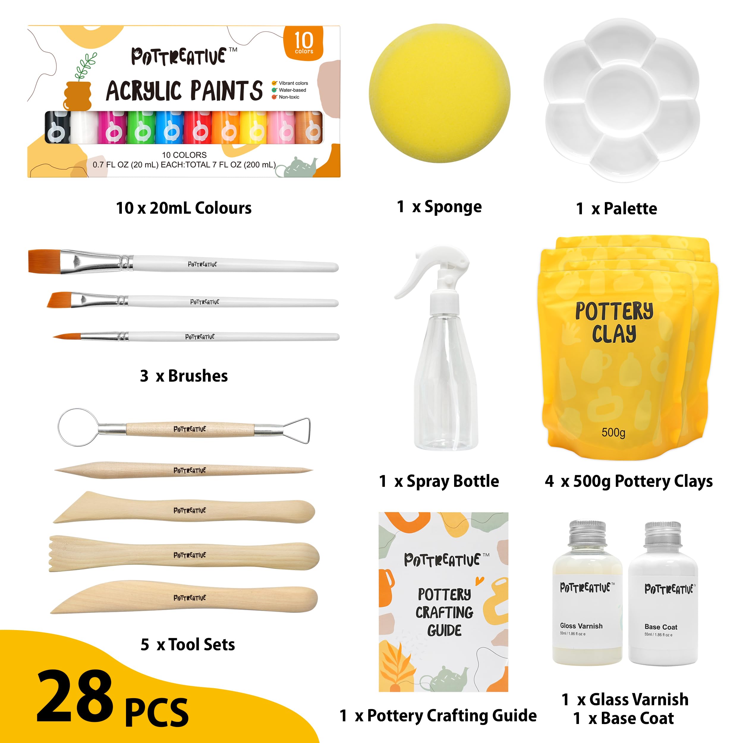 Air Dry Clay Pottery Kit - Beginner Pottery -3